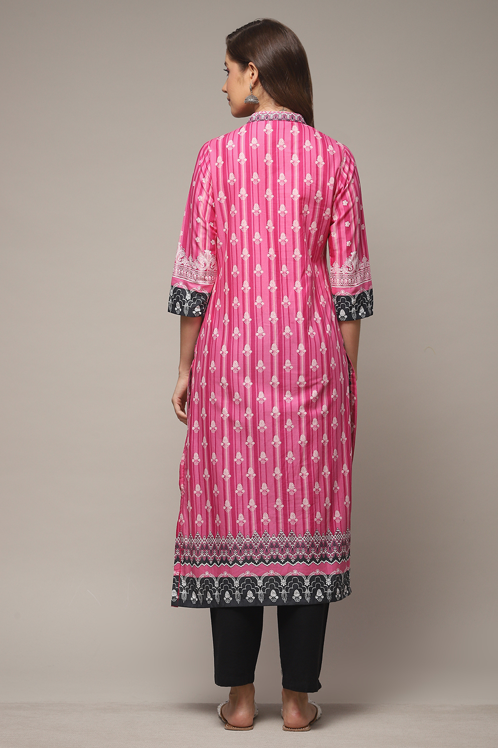 Ochre Cotton Straight Printed Kurta image number 2