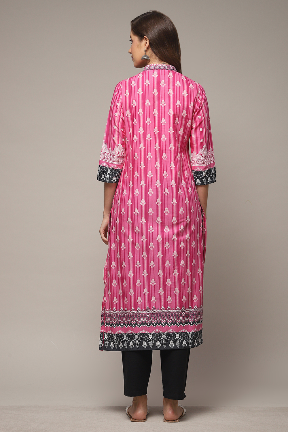 Plum Cotton Straight Printed Kurta image number 2