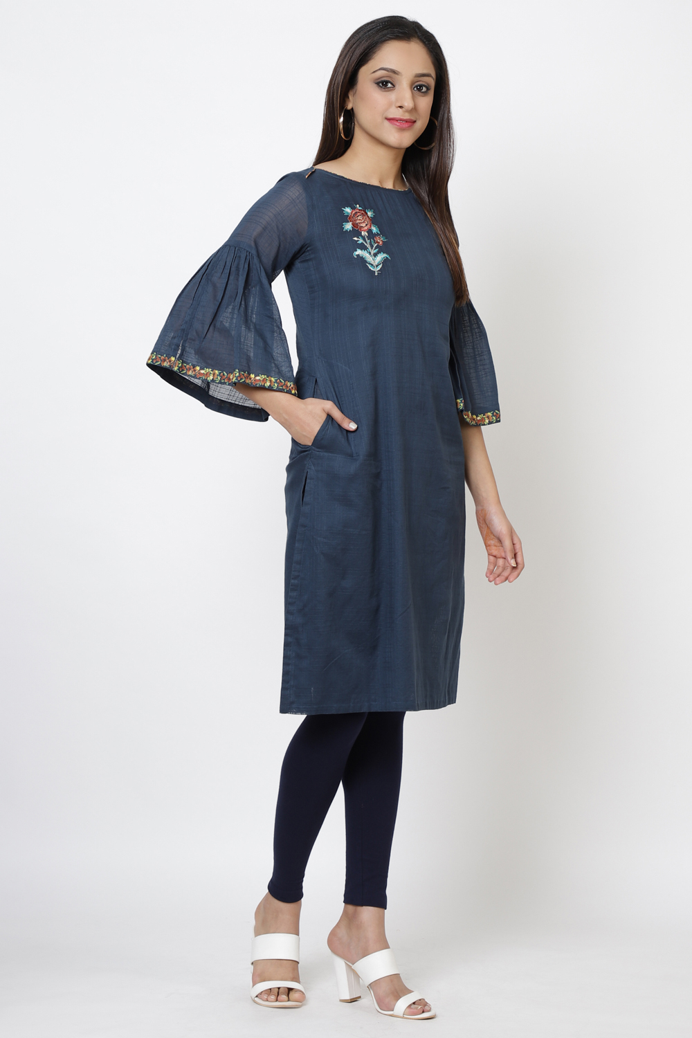 Indigo Cotton Kurta image number 3