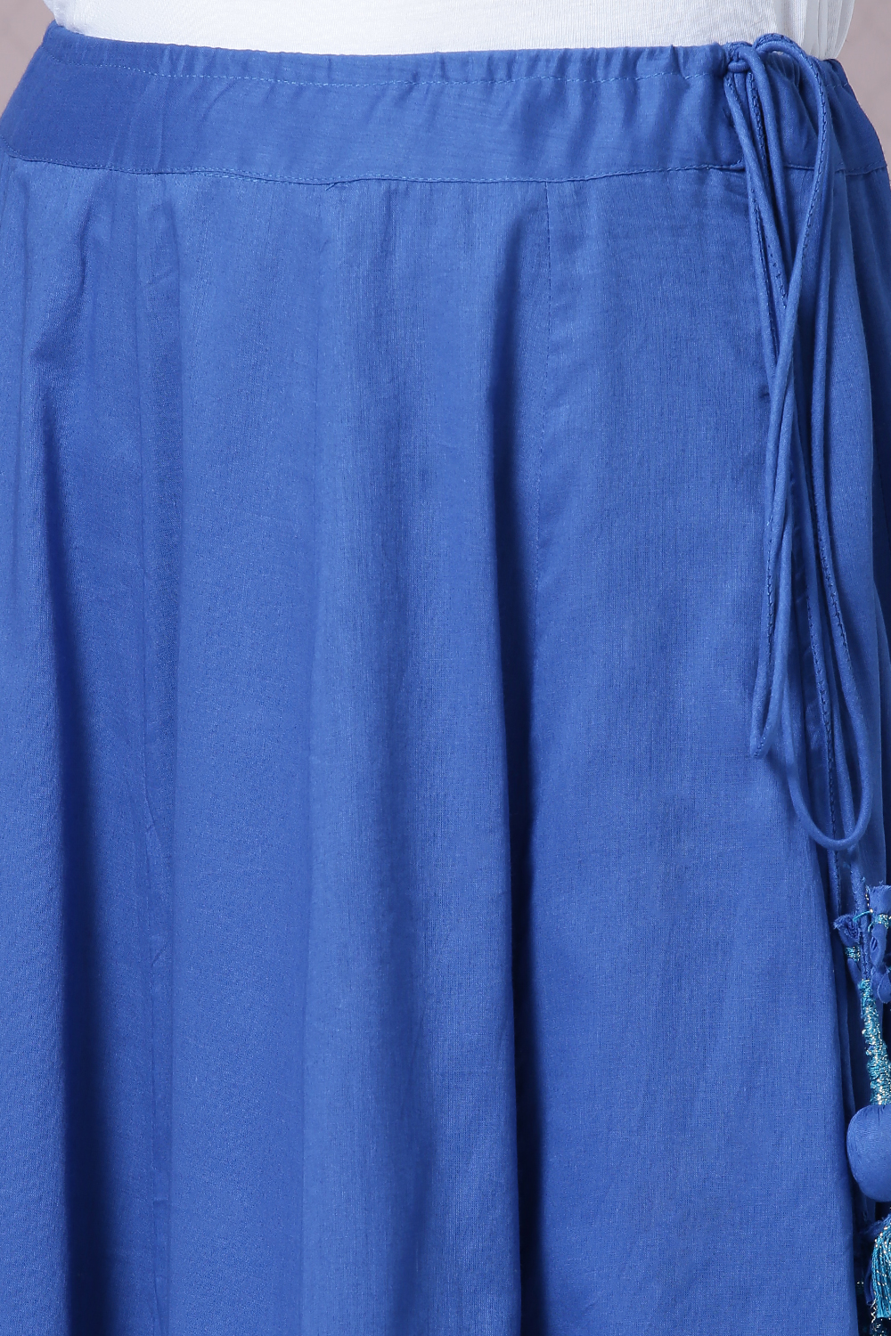 Blue Cotton Silk Front Open Kurta Skirt Suit Set image number 4
