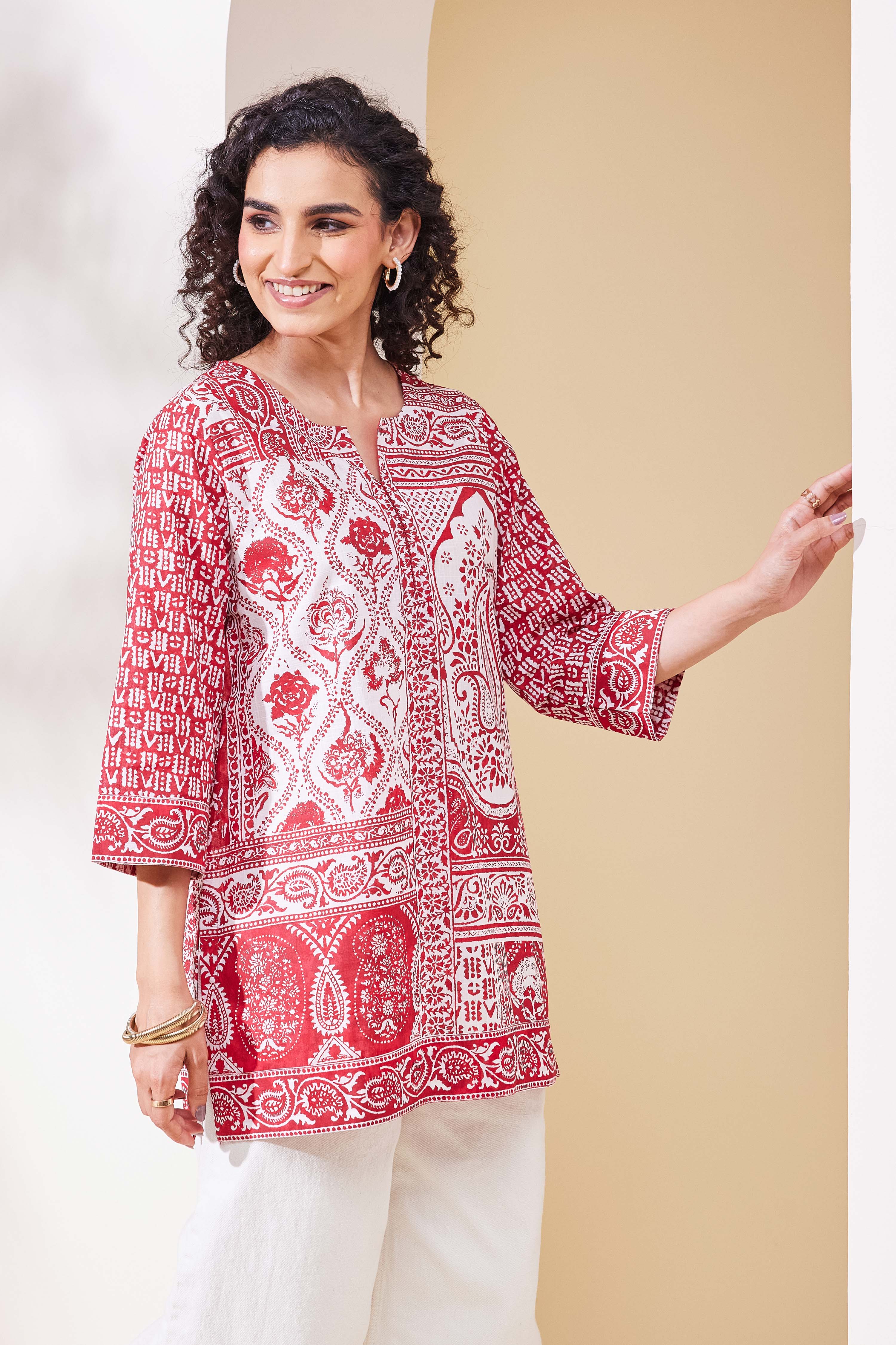 Indigo Cotton Straight Kurta image number 4