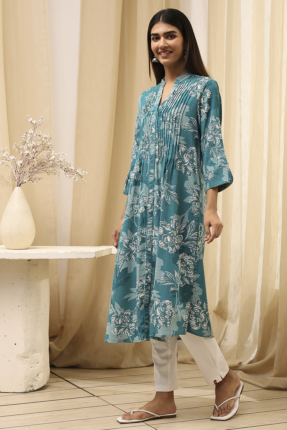 Coral LIVA Straight Printed Kurta image number 2