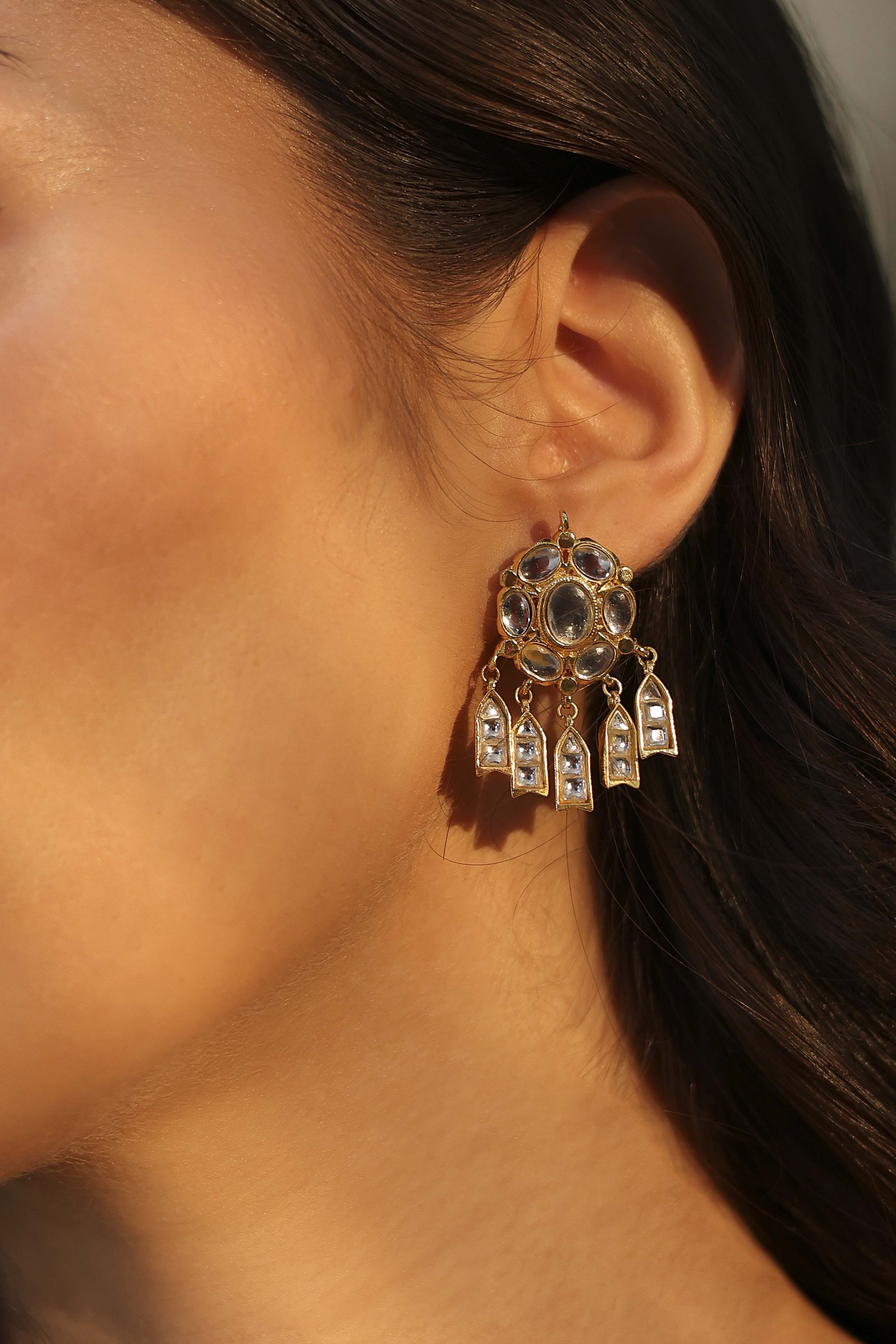 White Brass Kundan Drop & Danglers image number 1