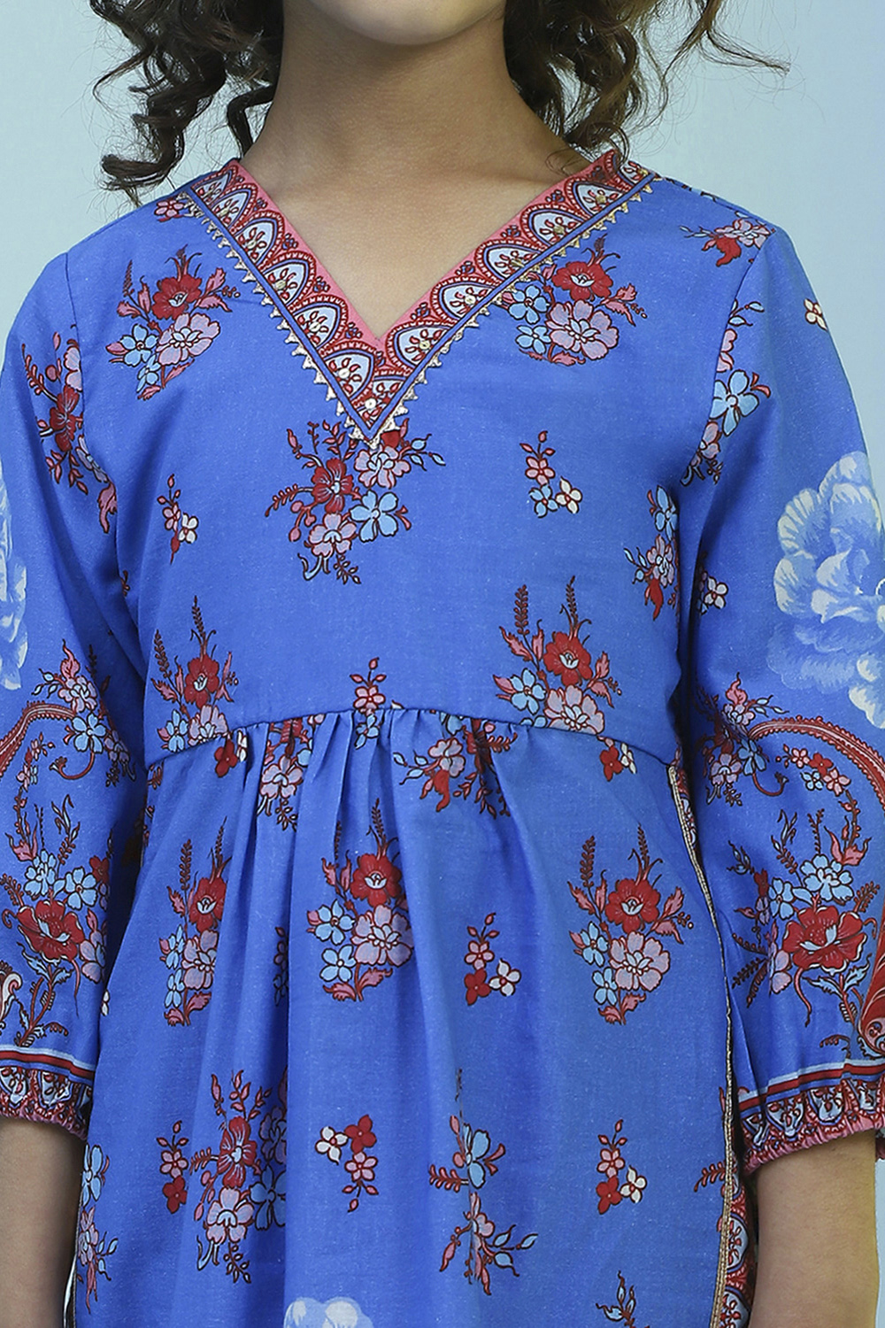 Blue Cotton Straight Suit Set image number 1