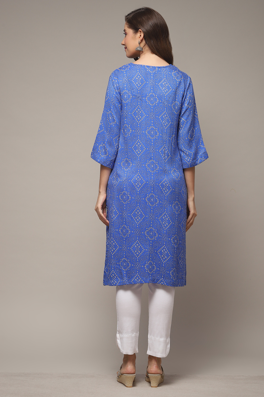 Pink Viscose Straight Printed Kurta image number 2