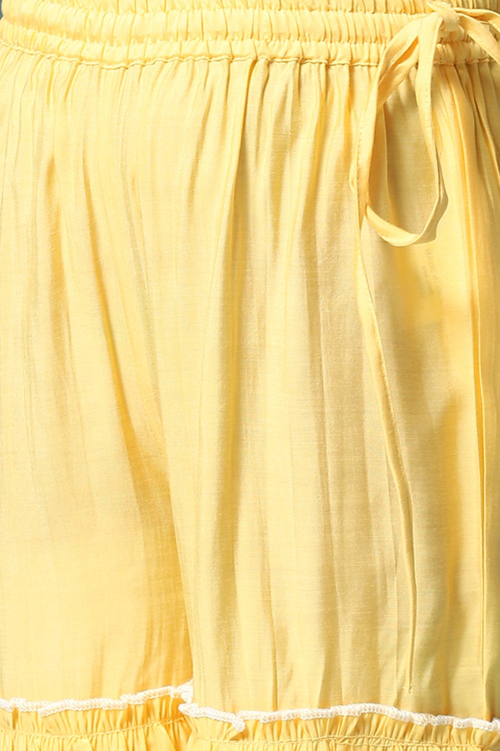 Yellow Cotton Blend Gathered Kurta Sharara Suit Set image number 2