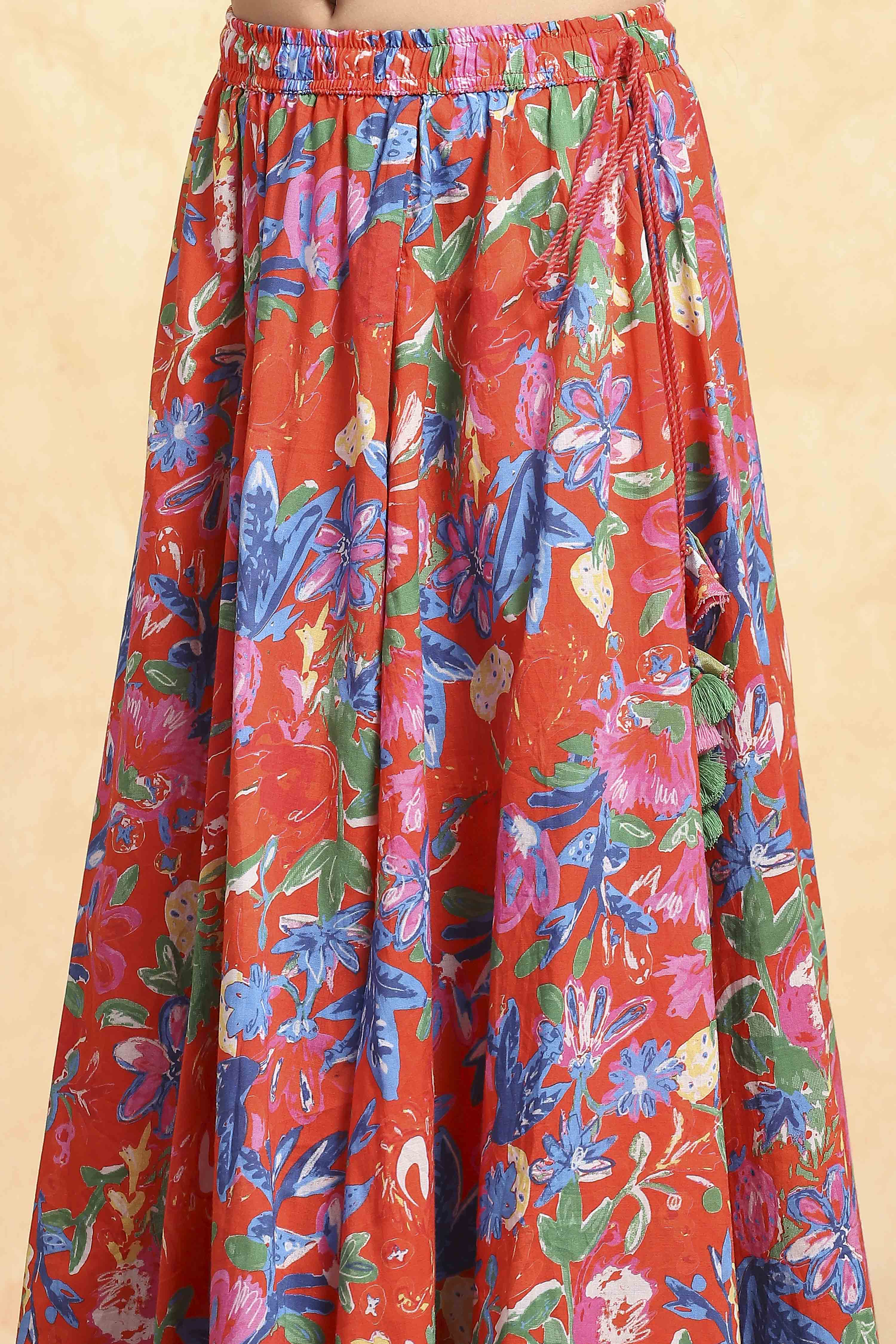 Light Pink Viscose Rayon Flared Printed Lehenga Set image number 2