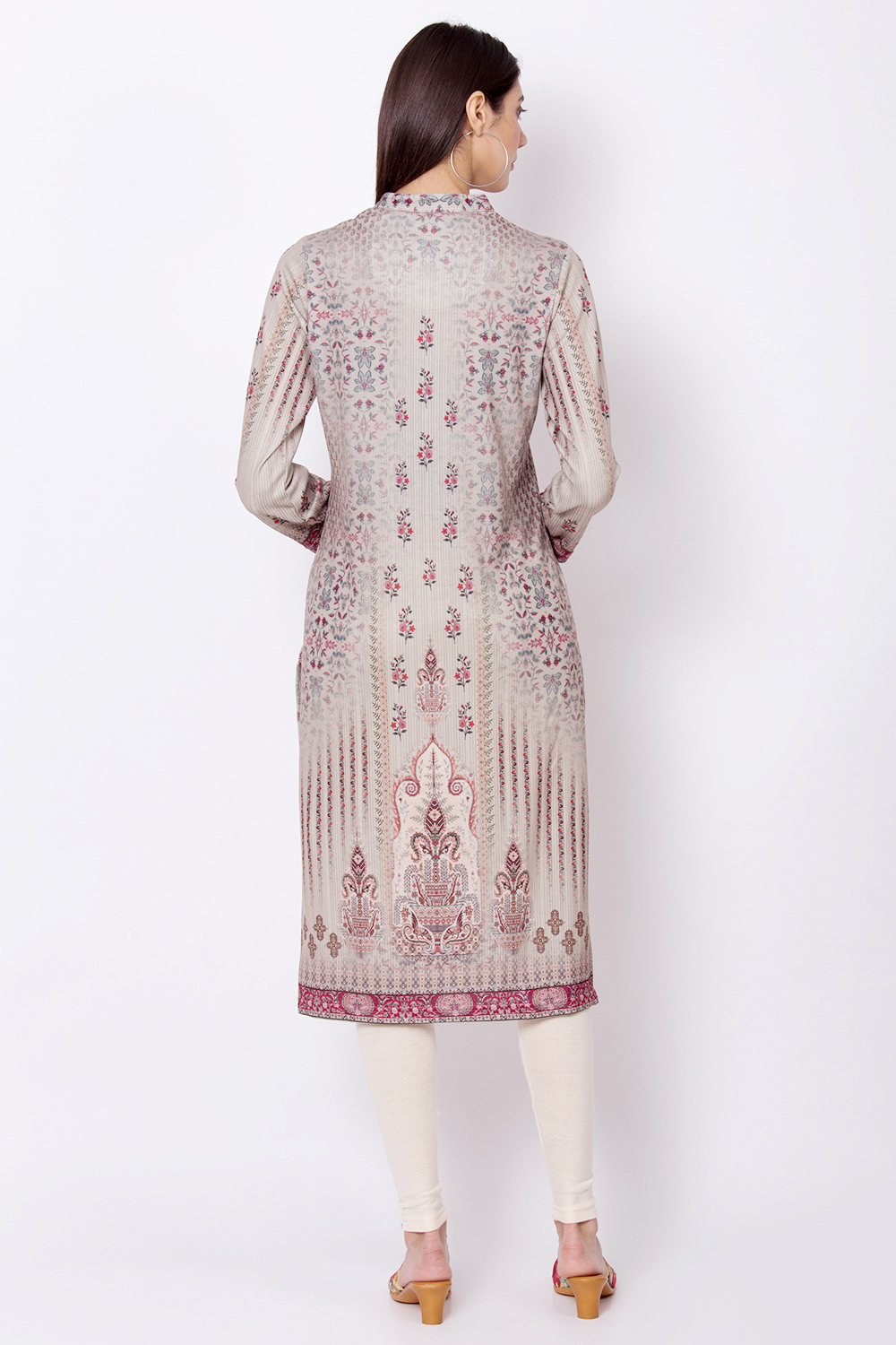 Beige Straight Winter Printed Kurta image number 4