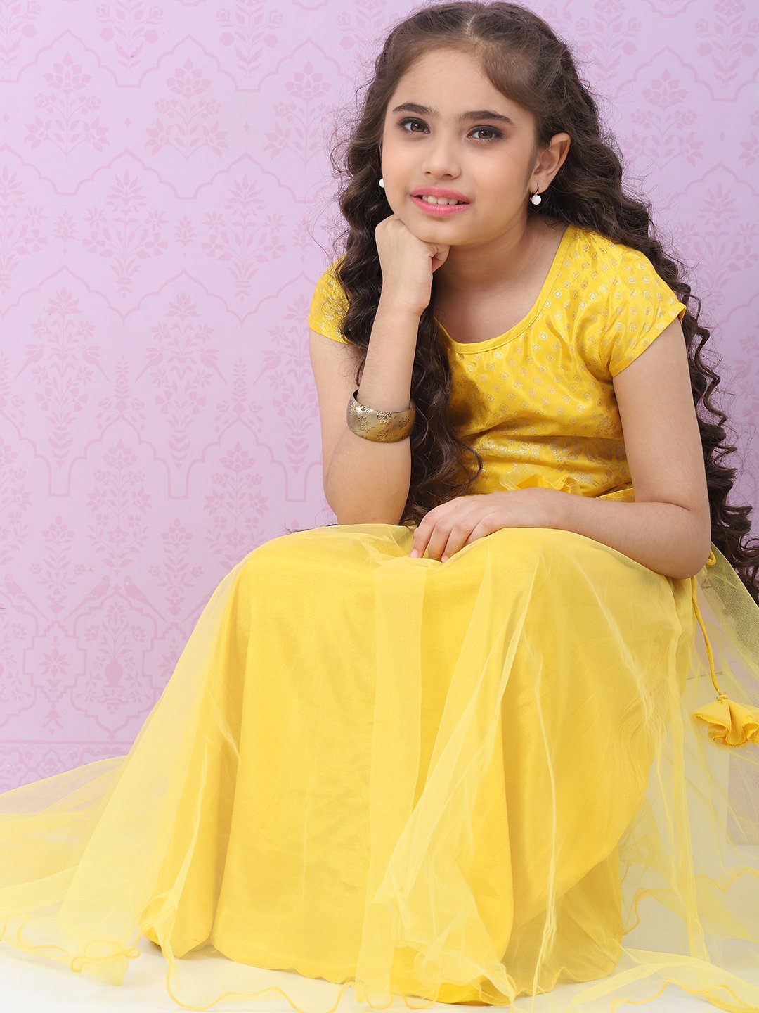 Yellow Viscose Lehenga Set image number 6