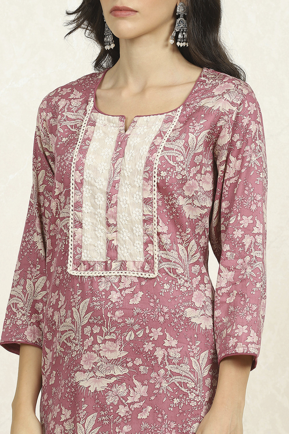 Purple Cotton Unstitched Suit Set image number 2