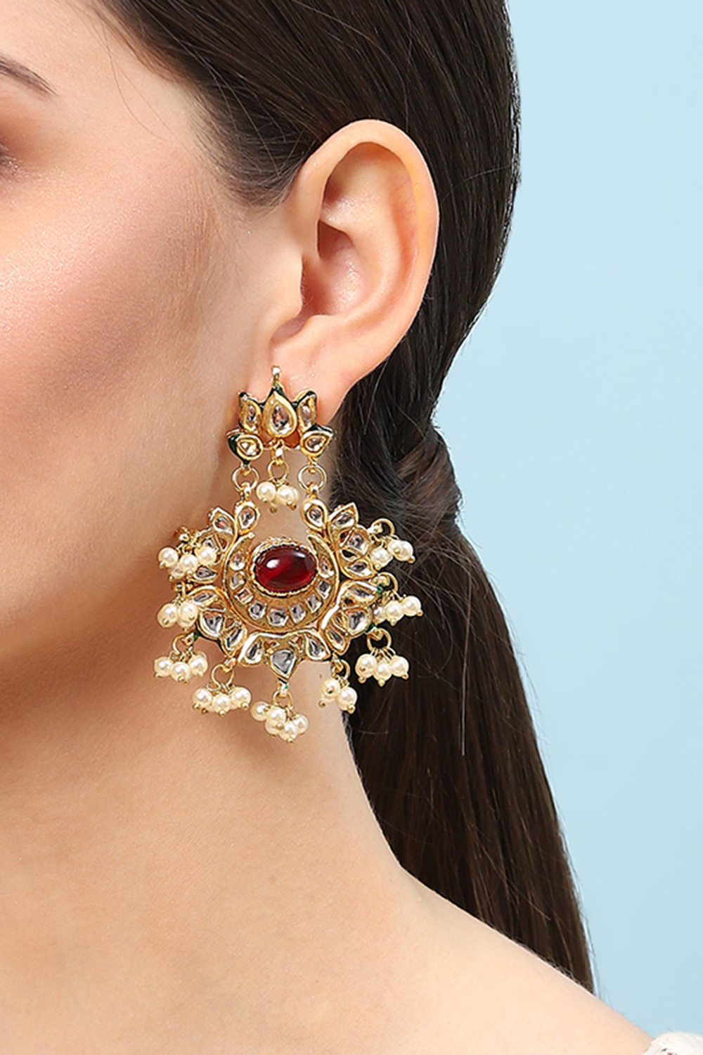 Maroon Brass Earrings image number 1