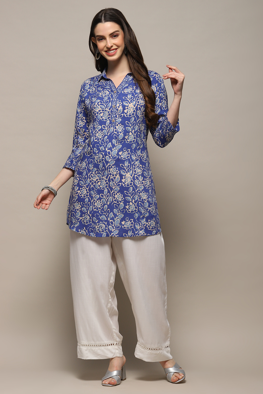 Blue Rayon Straight Kurti image number 0