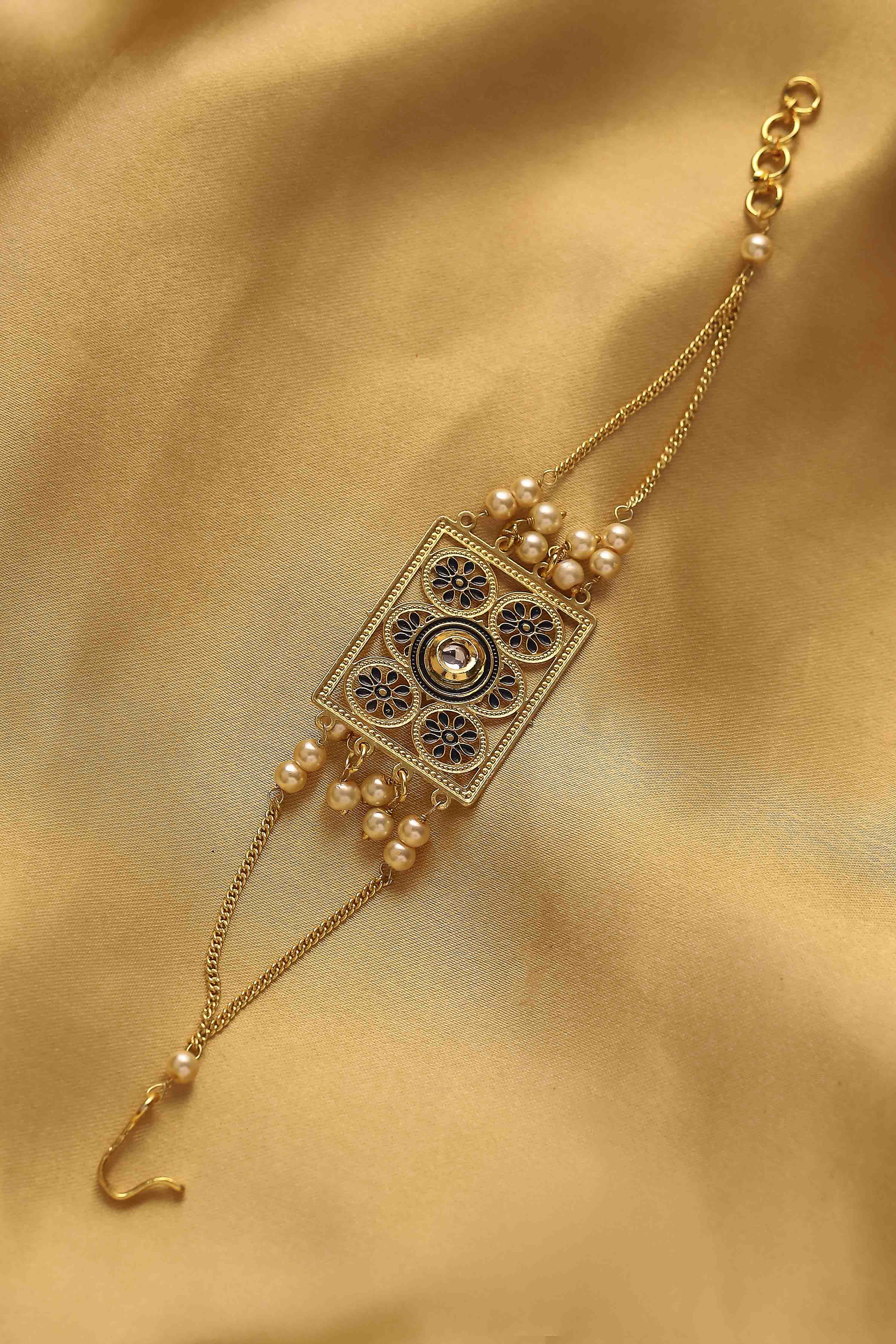 Gold Black Brass Bracelet image number 0