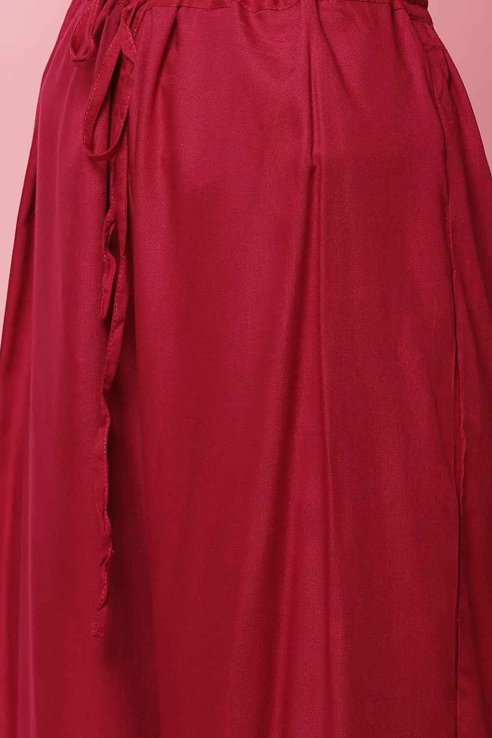 Magenta Rayon Flared Kurta Palazzo Suit Set image number 3