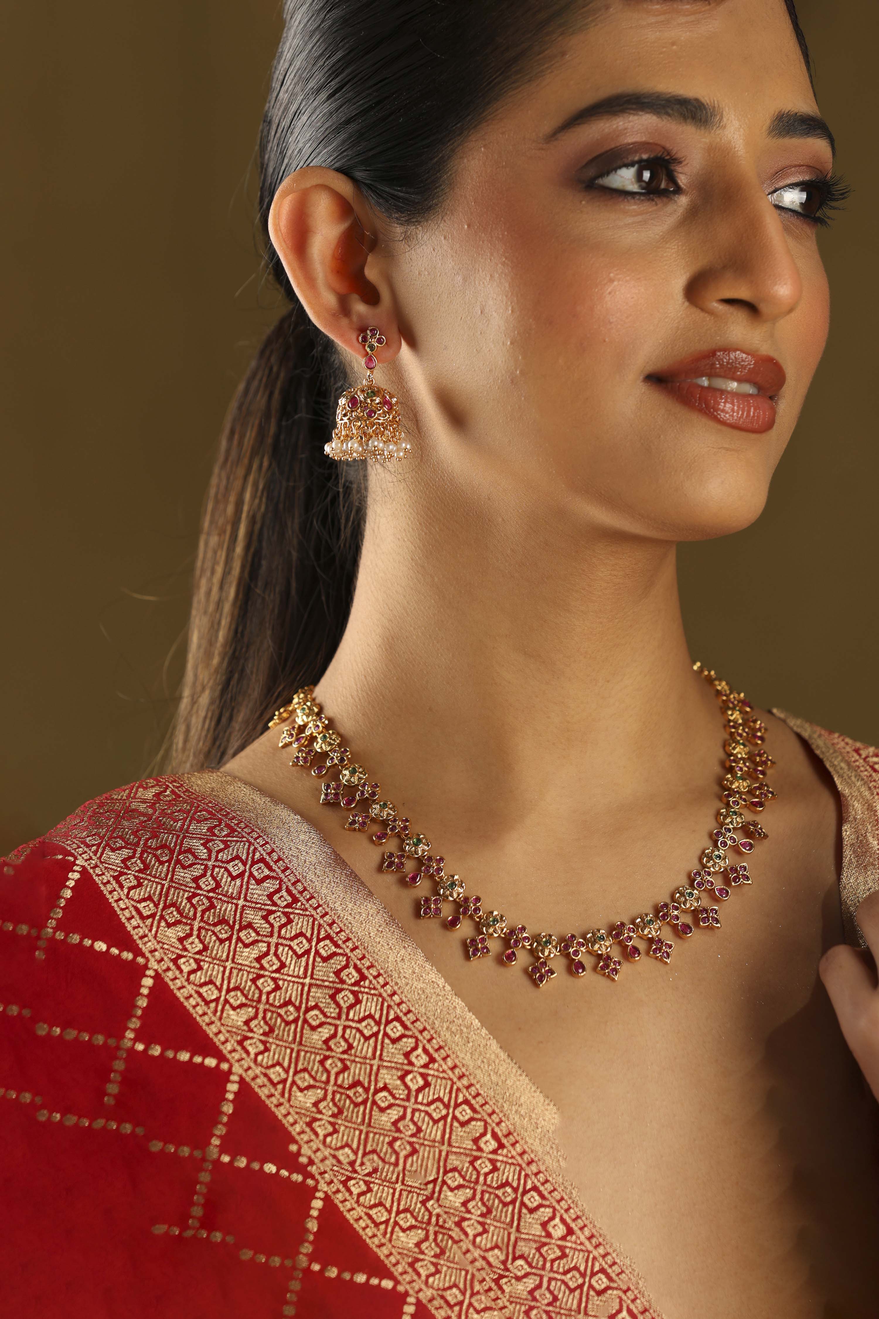 Multicolor Brass Necklace Set image number 1