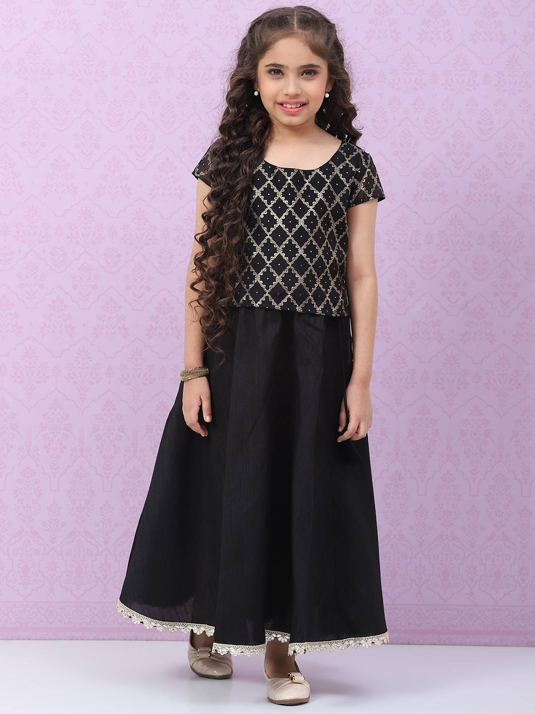 Black Art Silk Straight Lehenga Set image number 0