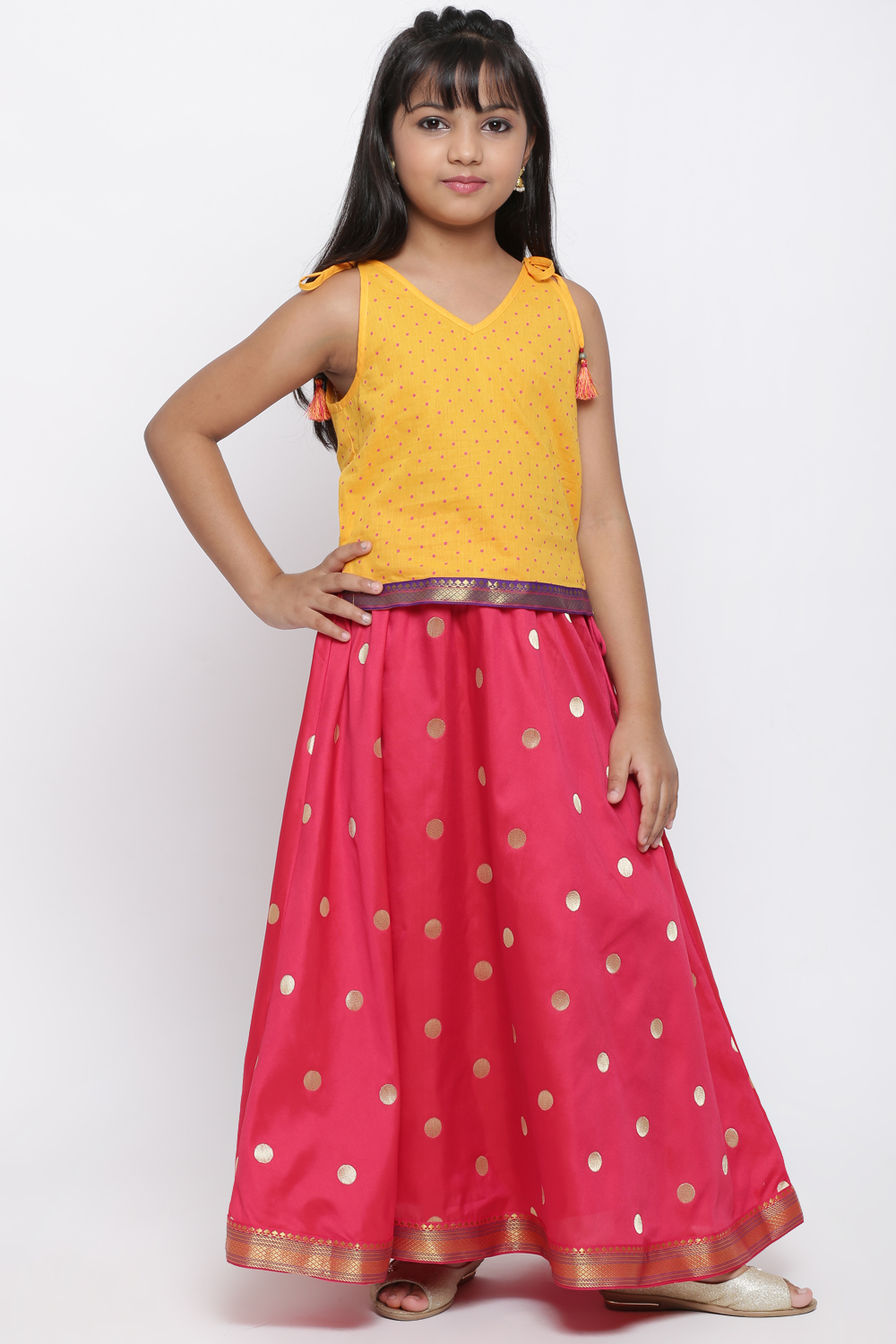 Yellow And Pink Lehenga Set image number 5