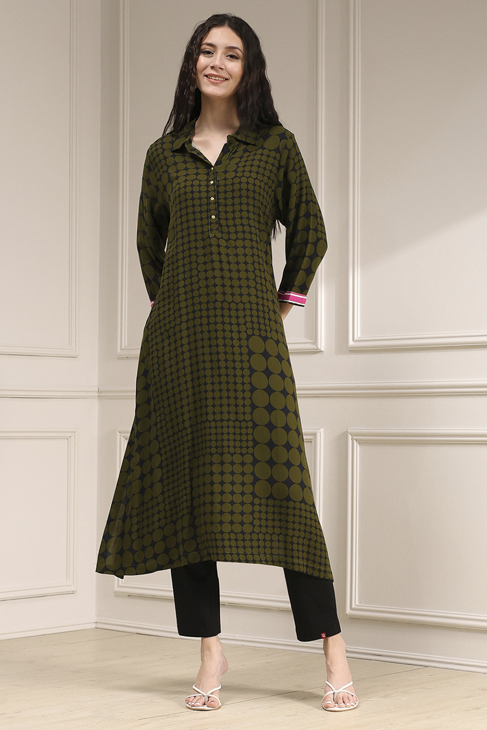 Indigo Blue Viscose Straight Printed Kurta image number 5