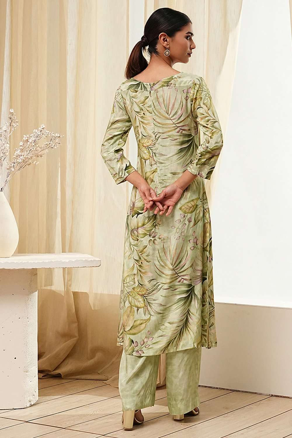 Pink Modal Floral Printed Straight Kurta Set image number 5
