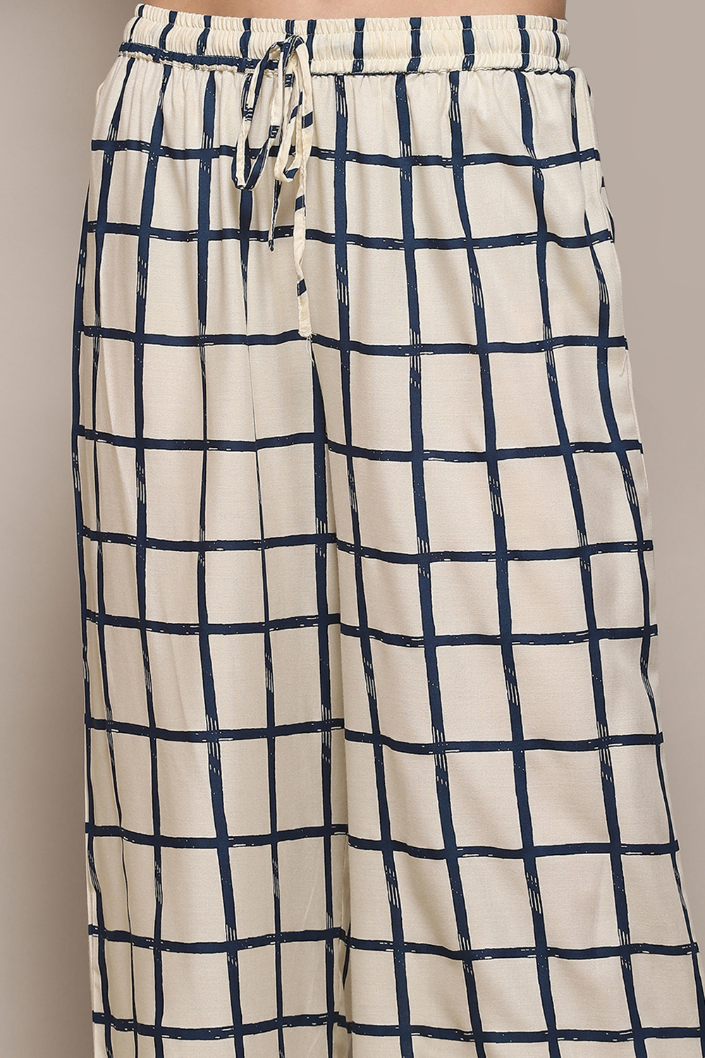 Navy Rayon flax Straight Kurta Palazzo Suit Set image number 2