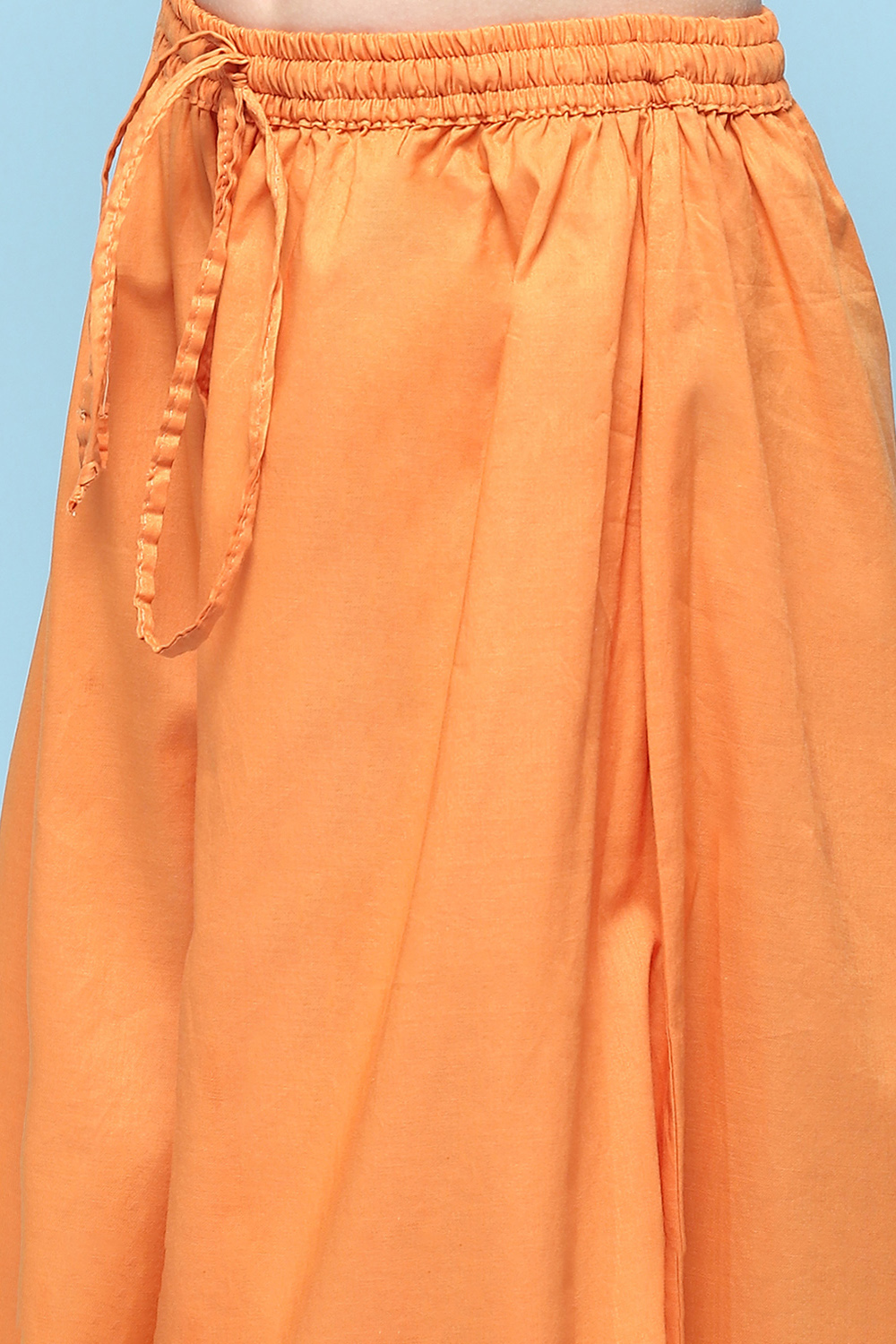 Orange Cotton Gathered Printed Suit Set image number 2