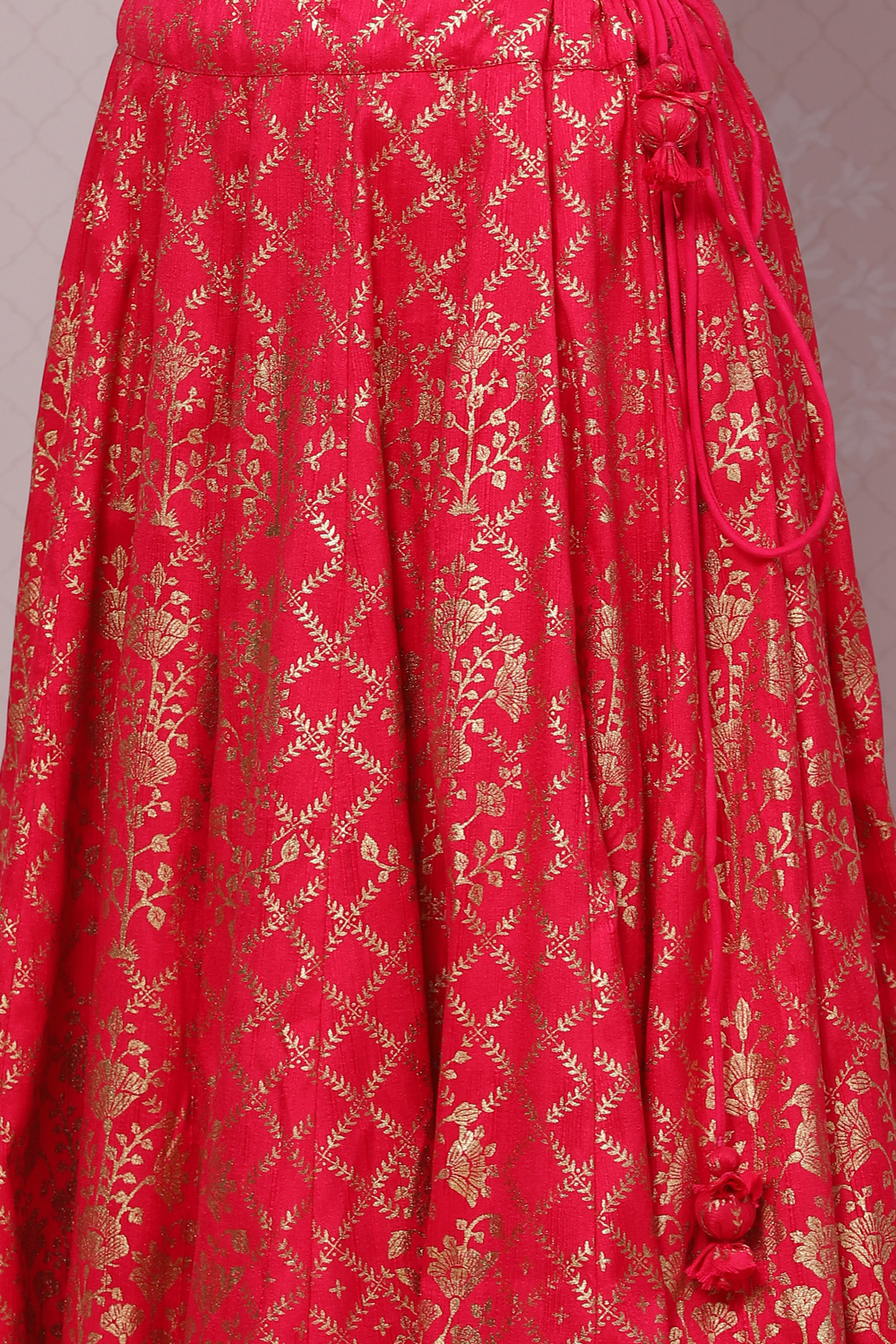 Fuchsia Flared Art Silk Skirts image number 1