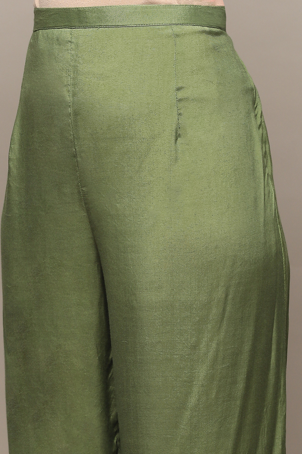 Olive Chanderi Unstitched Suit set image number 3