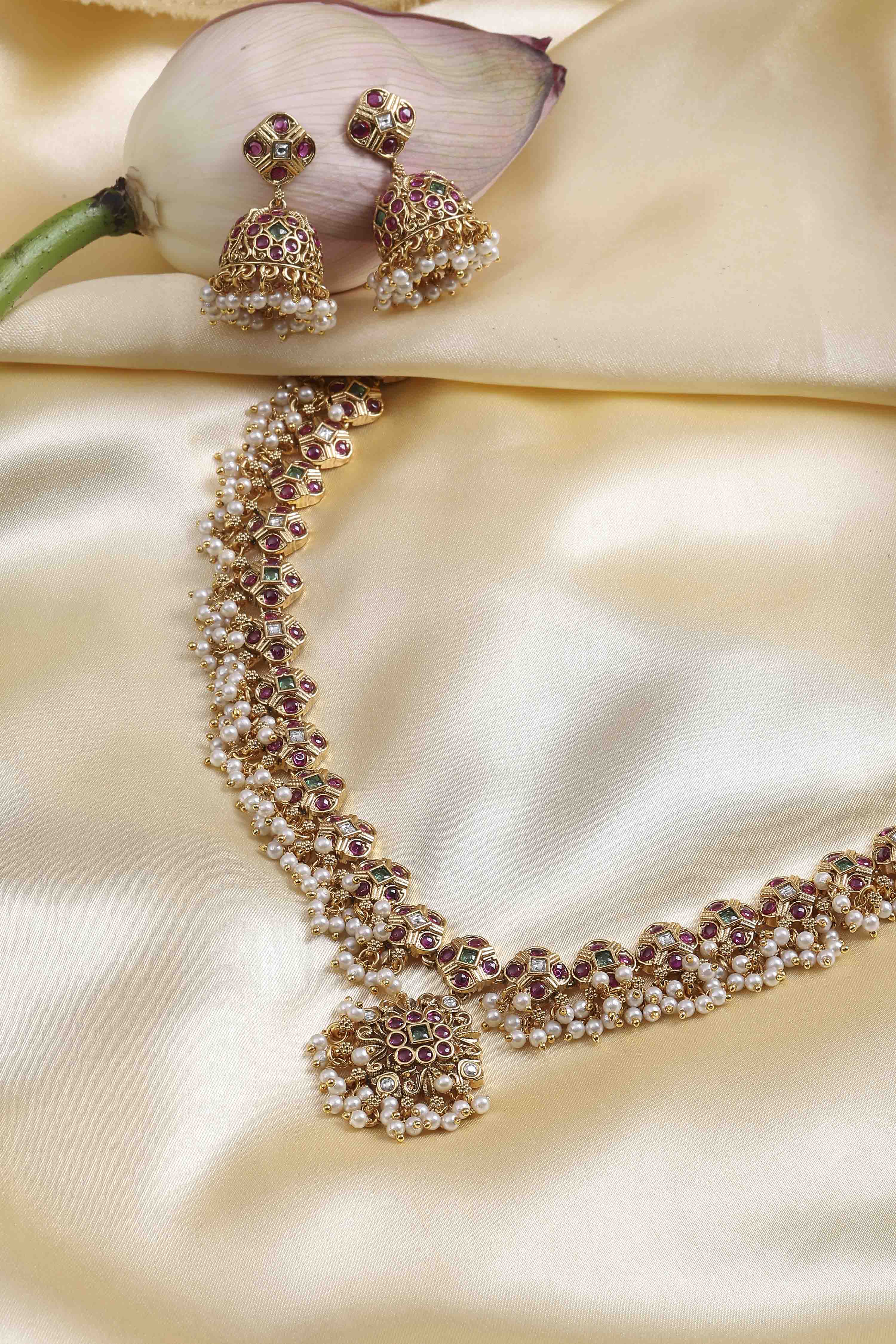 Multicolor Brass Necklace Set image number 2