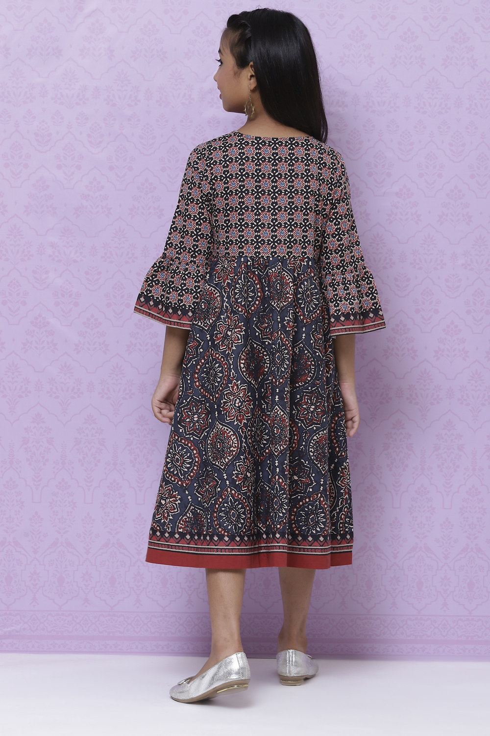 Charcoal And Rust Cotton Printed Dress image number 6
