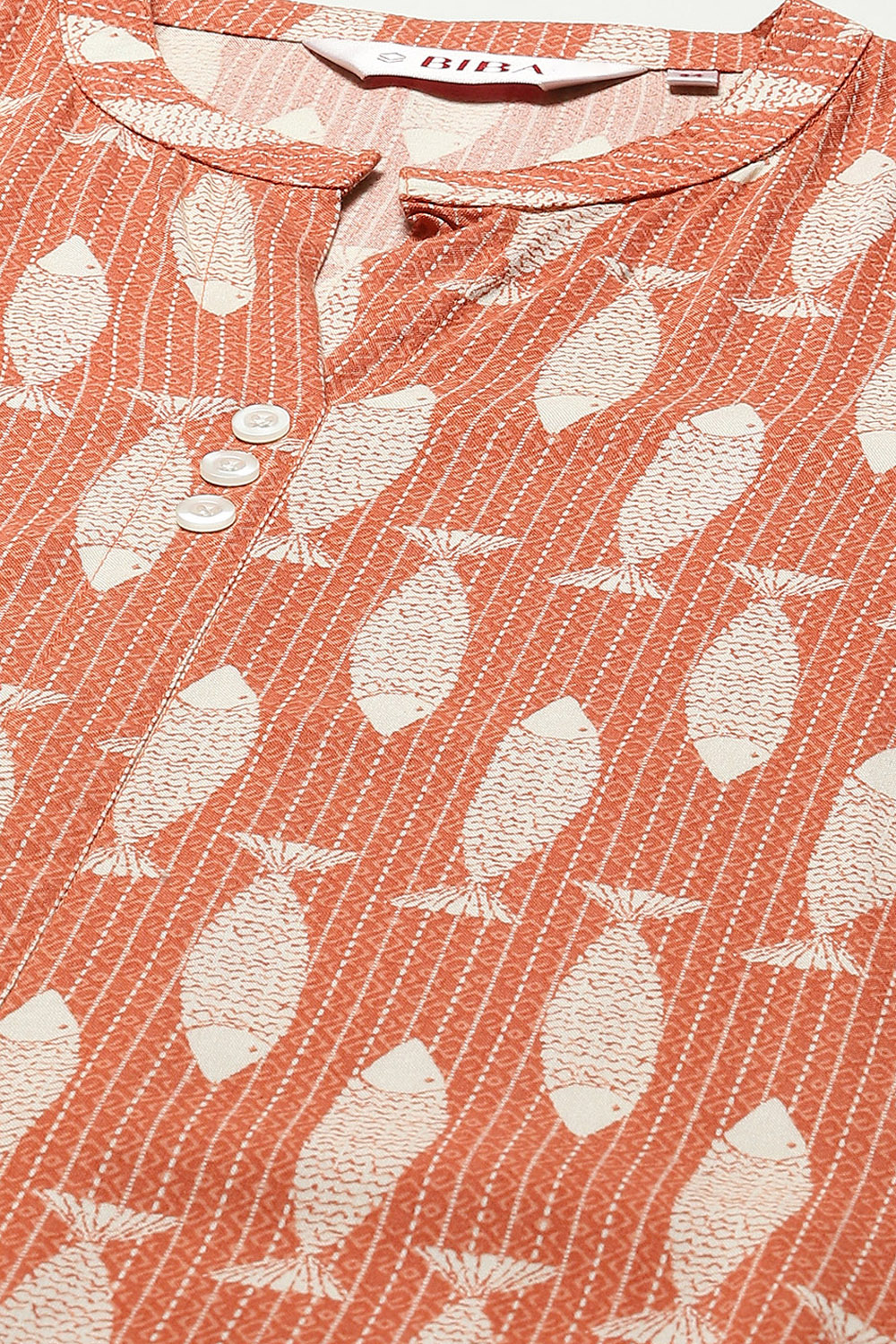 Orange Rayon Straight Printed Kurta image number 1