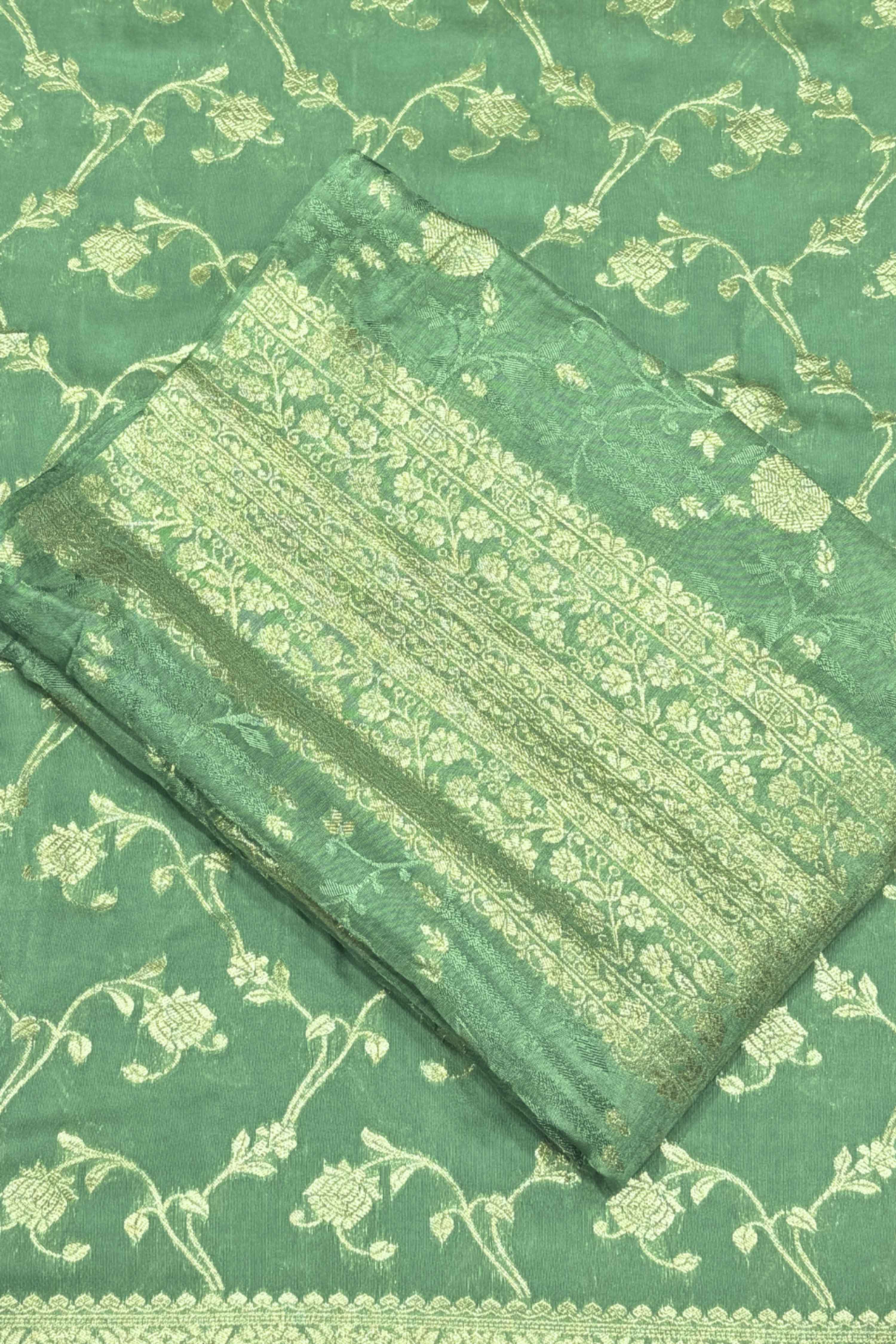 Teal Jacquard Printed Unstitched Suit Set image number 1