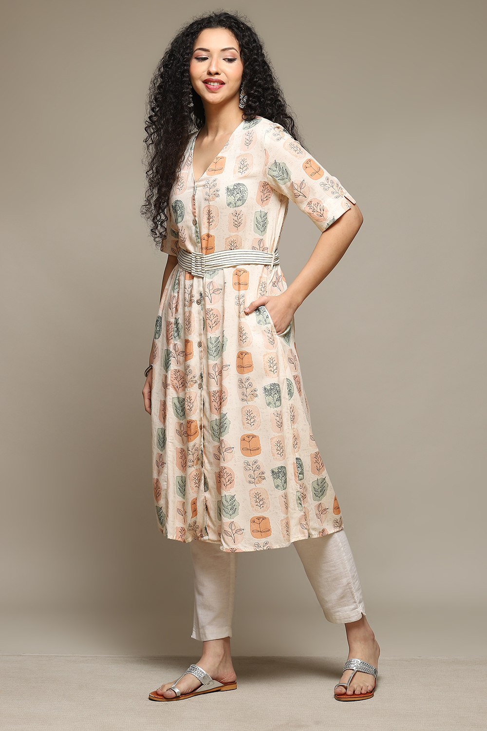 Organic Rayon Front Open Printed Kurta image number 2