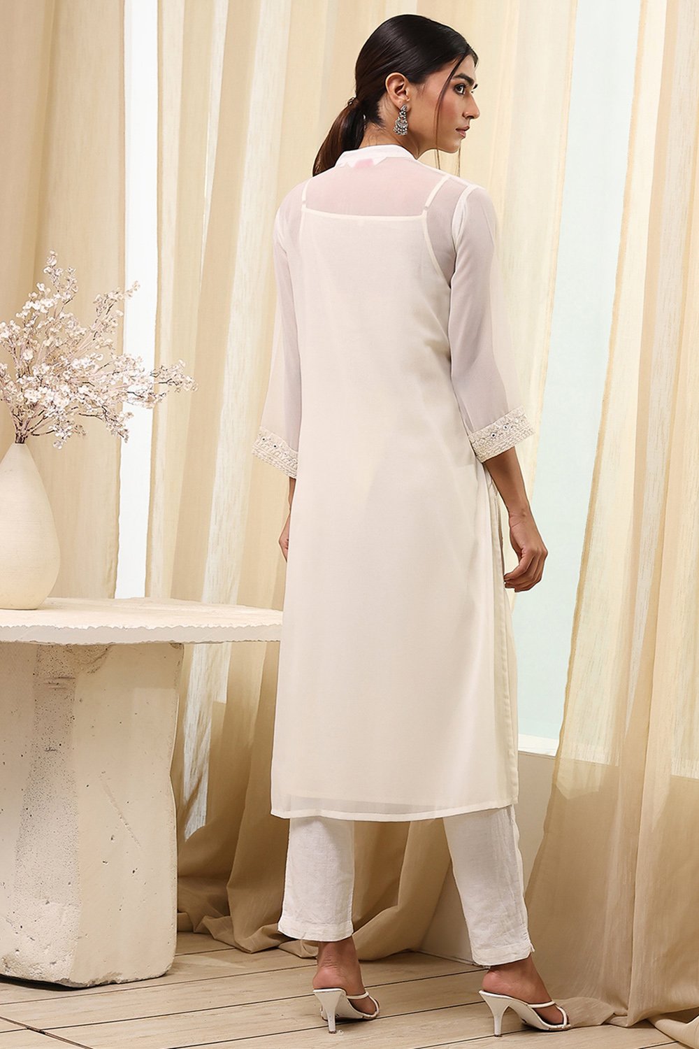 Off White A-Line Kurta image number 3