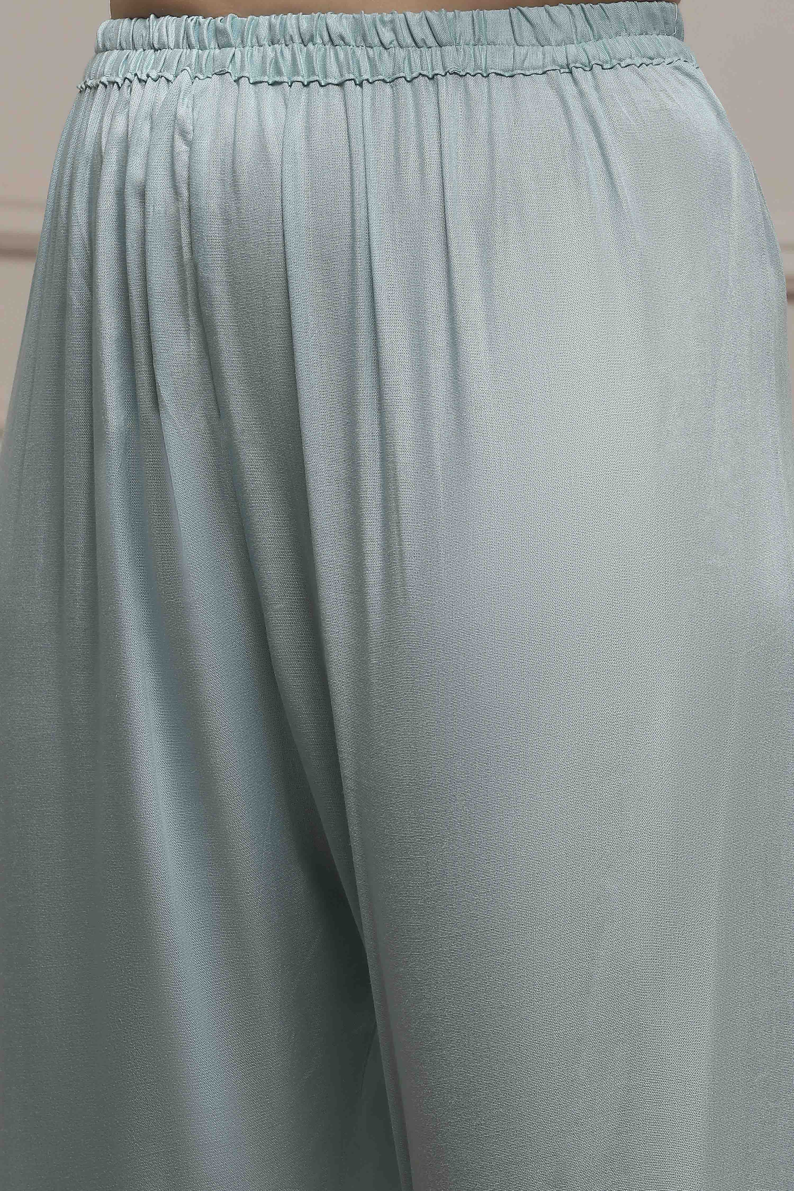 Blue Modal Digital Print Unstitched Suit Set image number 3