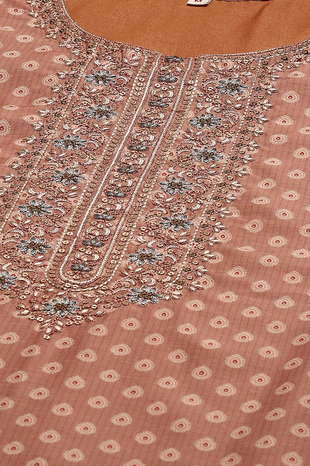 Rust Chanderi Blend Woven Unstitched Suit Set image number 2