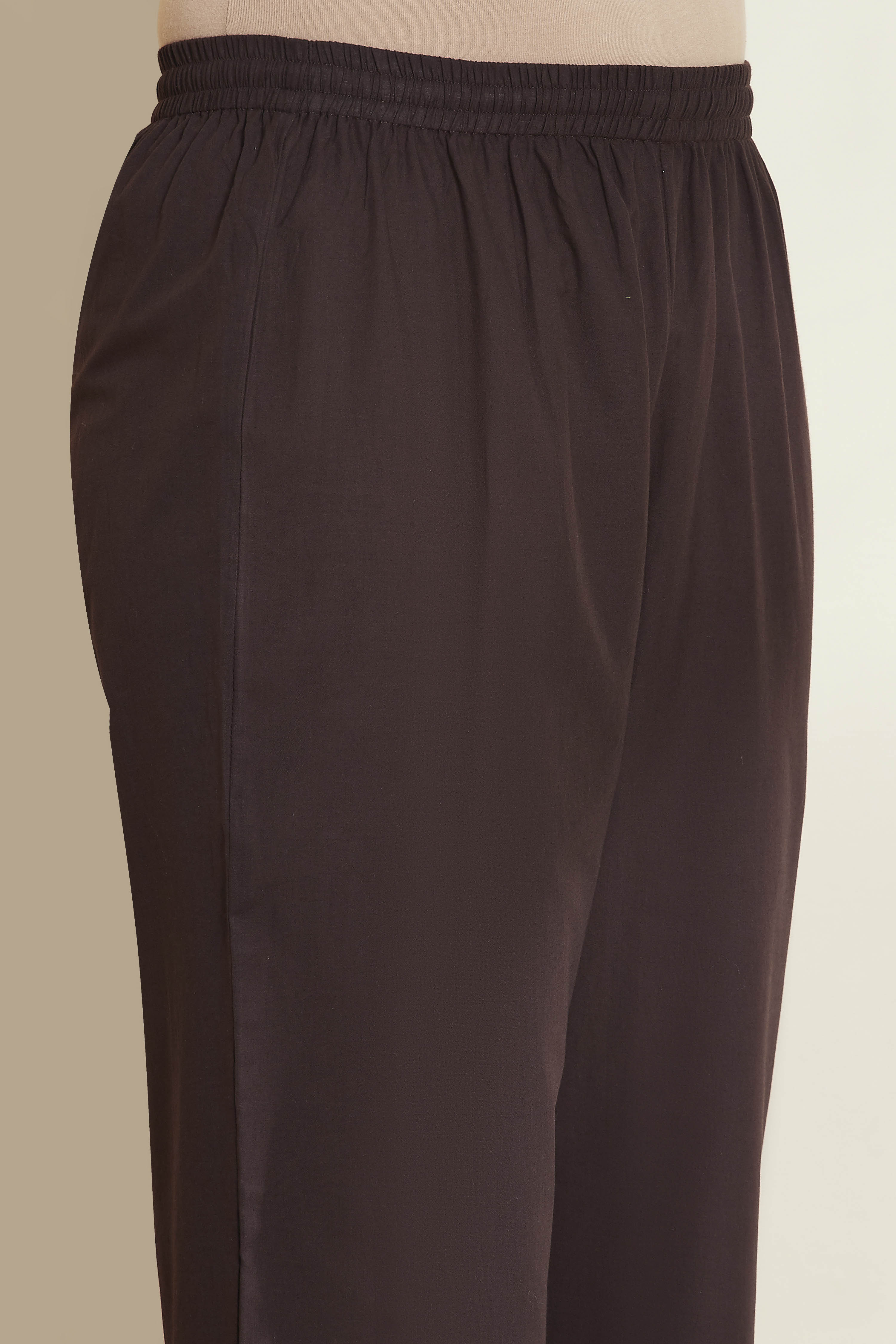 Chocolate Cotton Straight Palazzos image number 1
