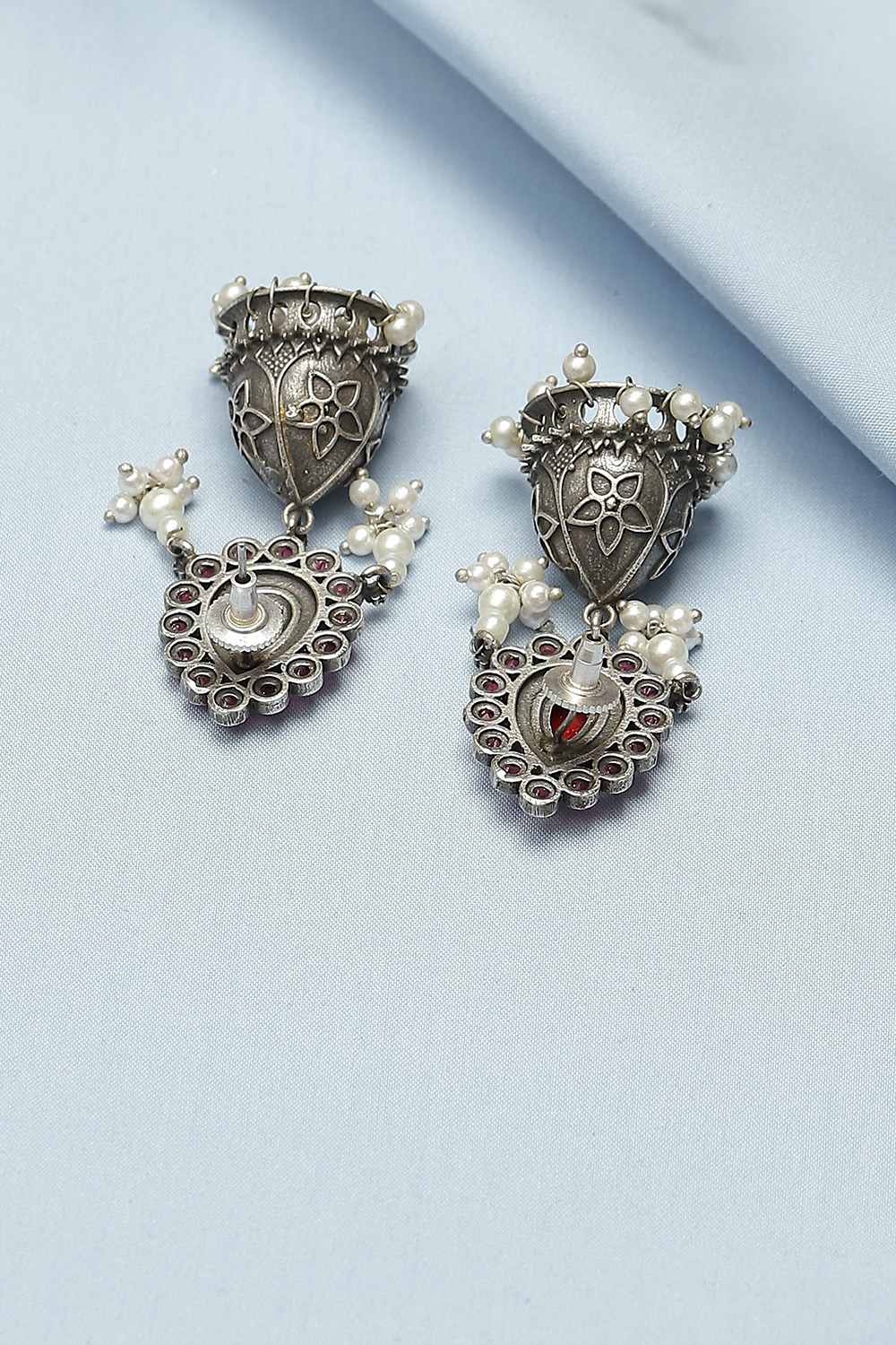 Maroon Oxidised Jhumkas image number 2