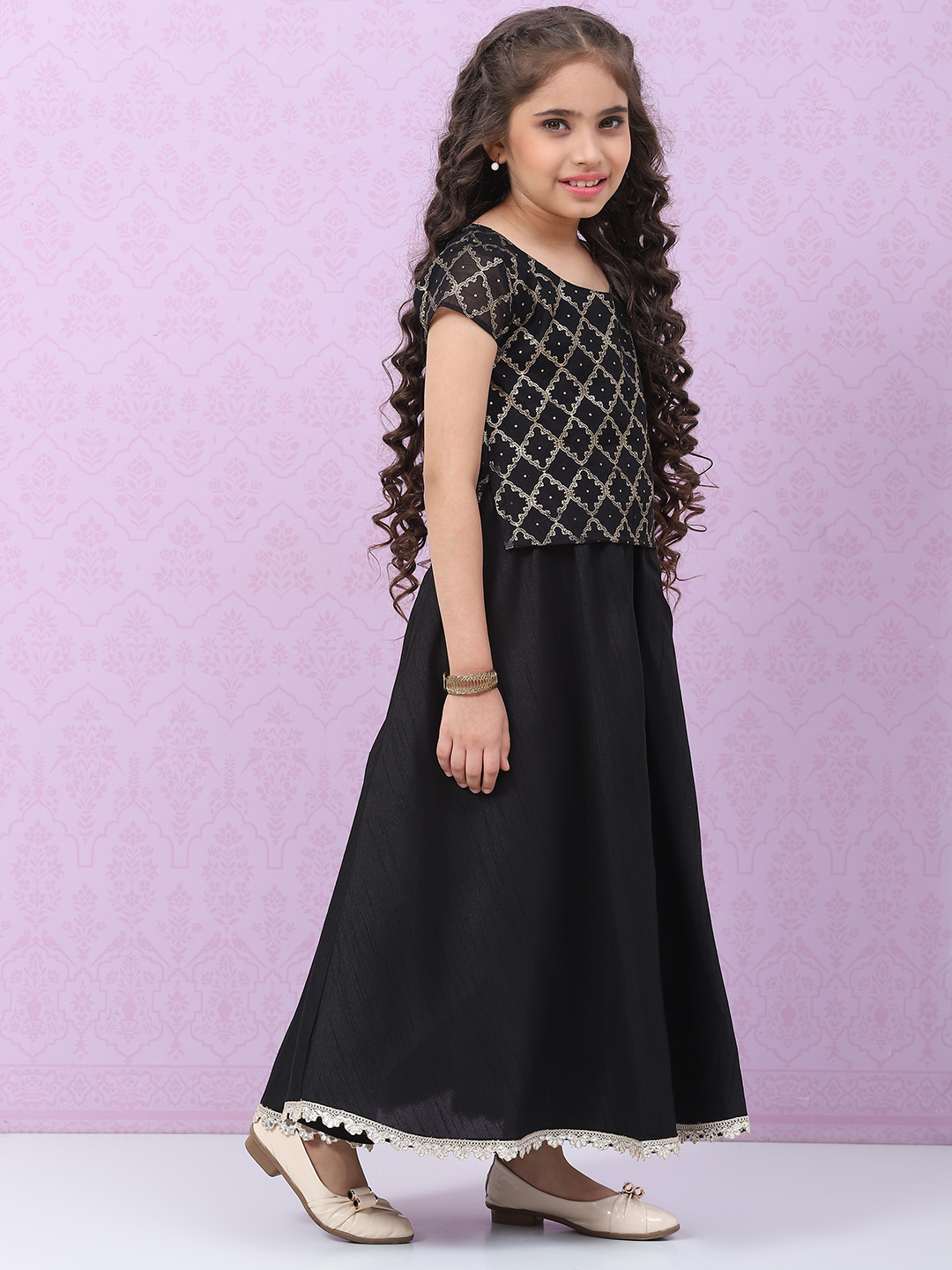 Black Art Silk Straight Lehenga Set image number 5