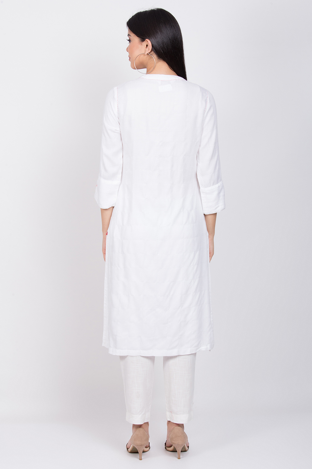 White Rayon Straight Kurta image number 4