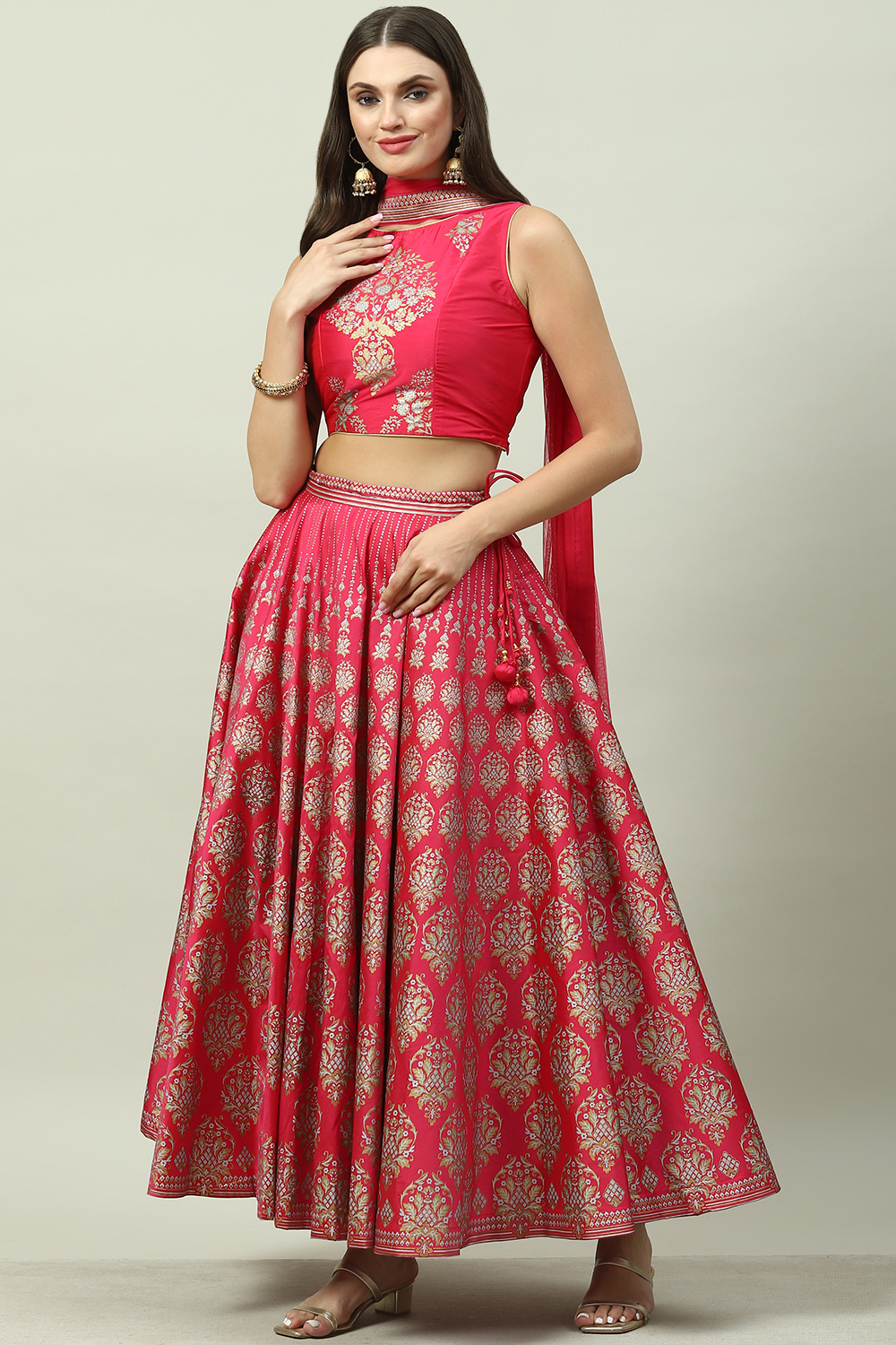 Fuschia Art Silk Lehenga Set image number 5