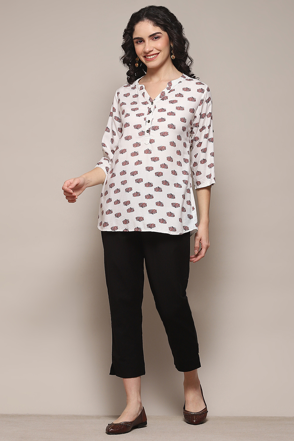 Rust Cotton Flax Slim Solid Pants image number 0
