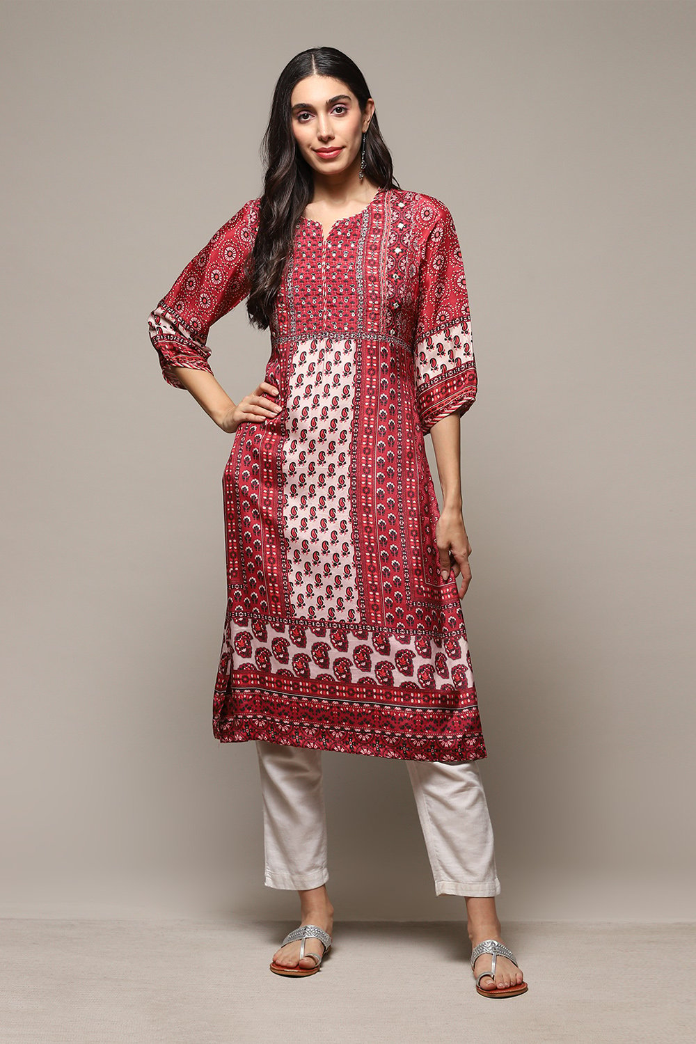 Green Viscose A-Line Printed Kurta image number 0