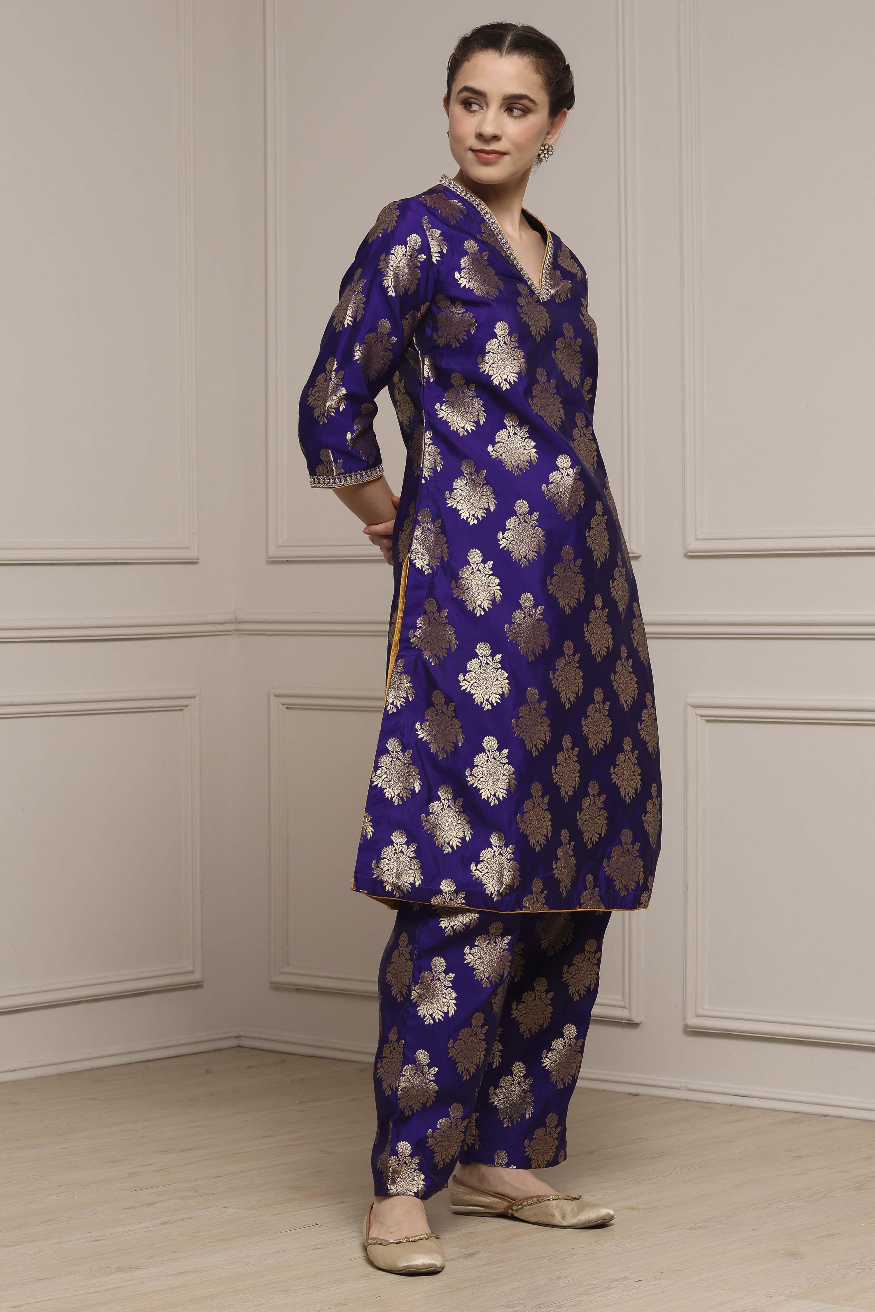 Fuchsia Pink Art Silk Printed Straight Co-ord Set image number 5
