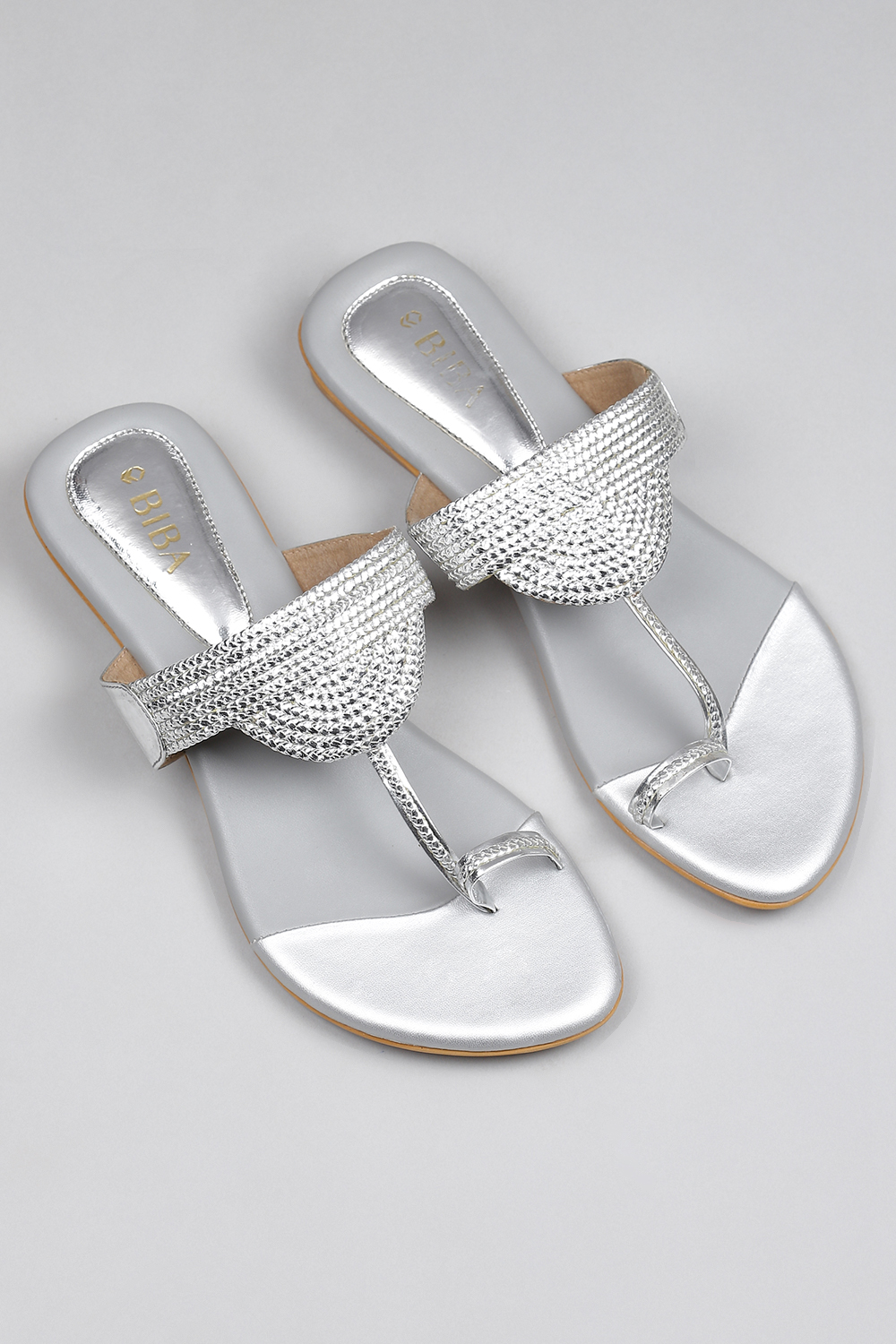 Silver Braided Flats image number 1