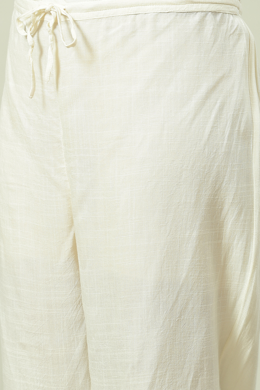 Off White Cotton Viscose Straight Kurta Narrow Palazzo Suit Set image number 2