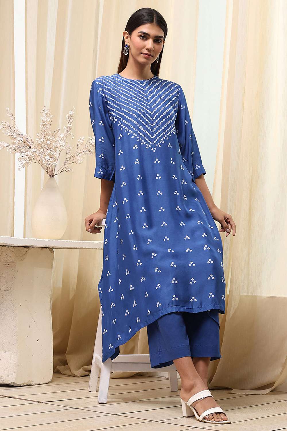 Blue Shantoon Asymmetric Suit Set image number 0