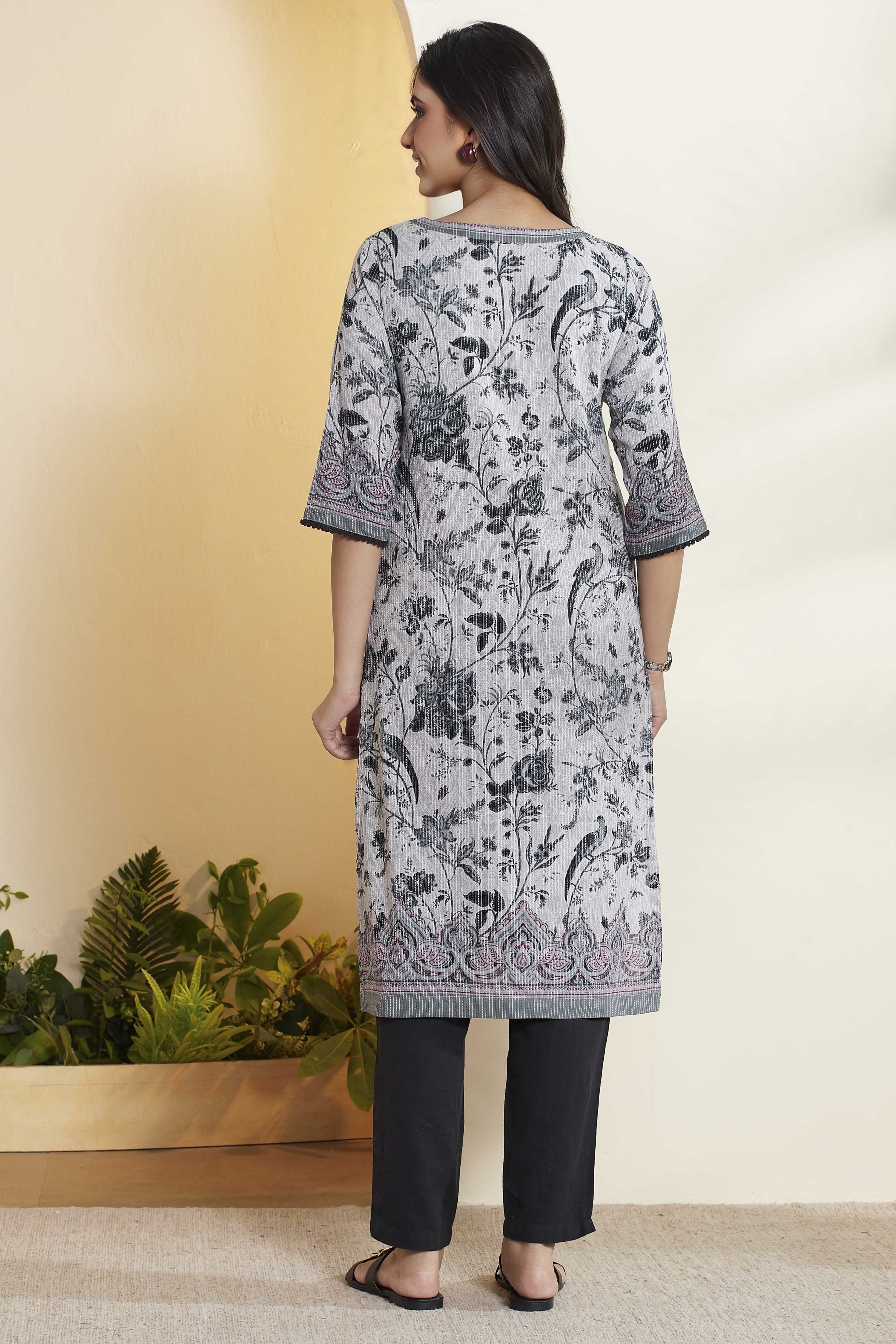 Berry Cotton Straight Kurta image number 5