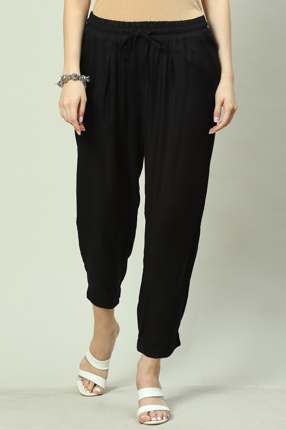 Black Viscose Pants | Biba India