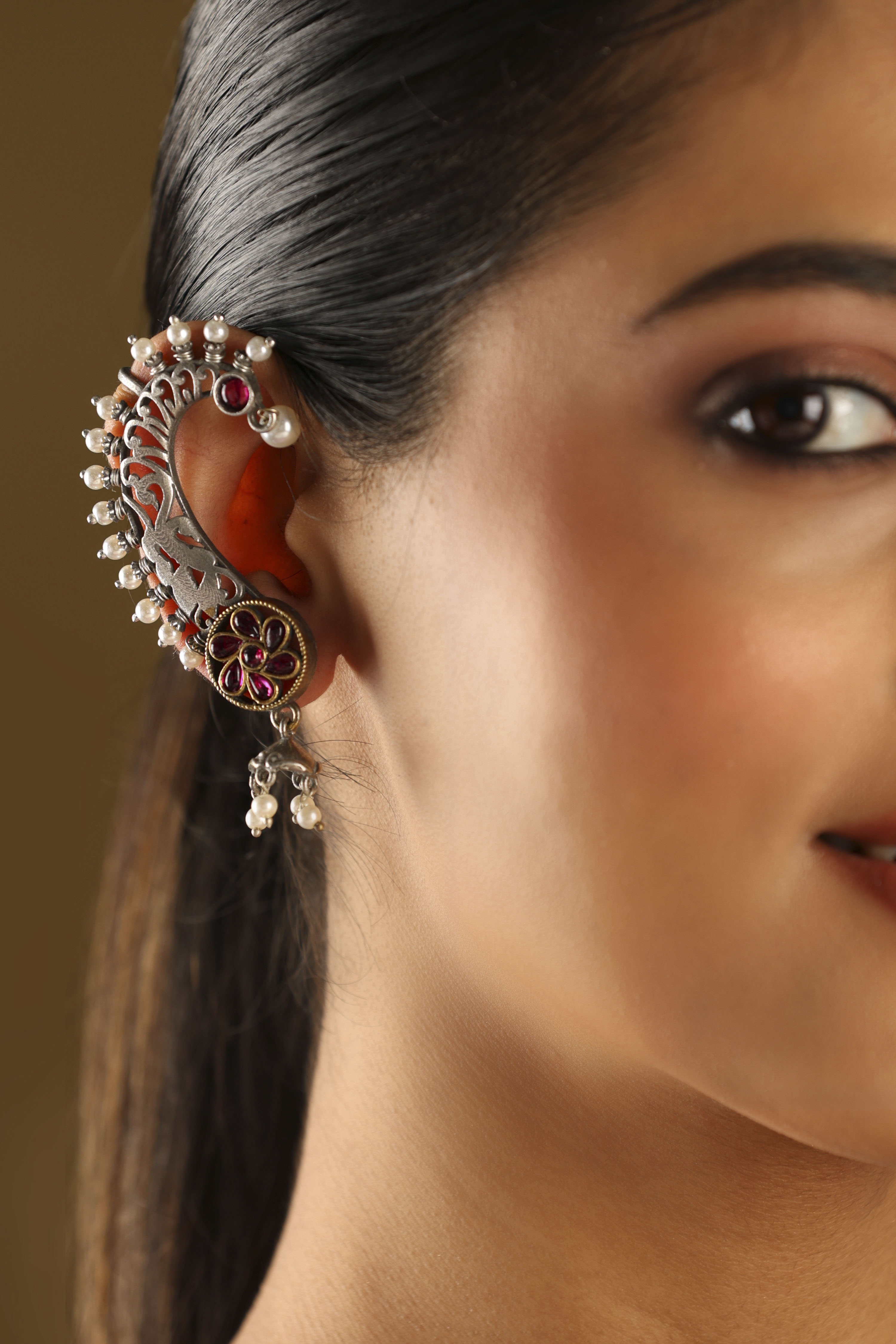 Dark Pink Brass Earcuff image number 1