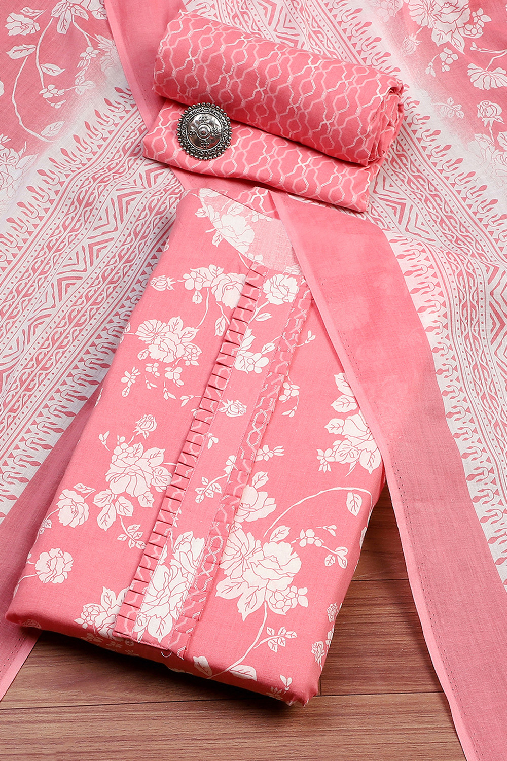 Rama Cotton Screen Print Unstitched Suit Set image number 0